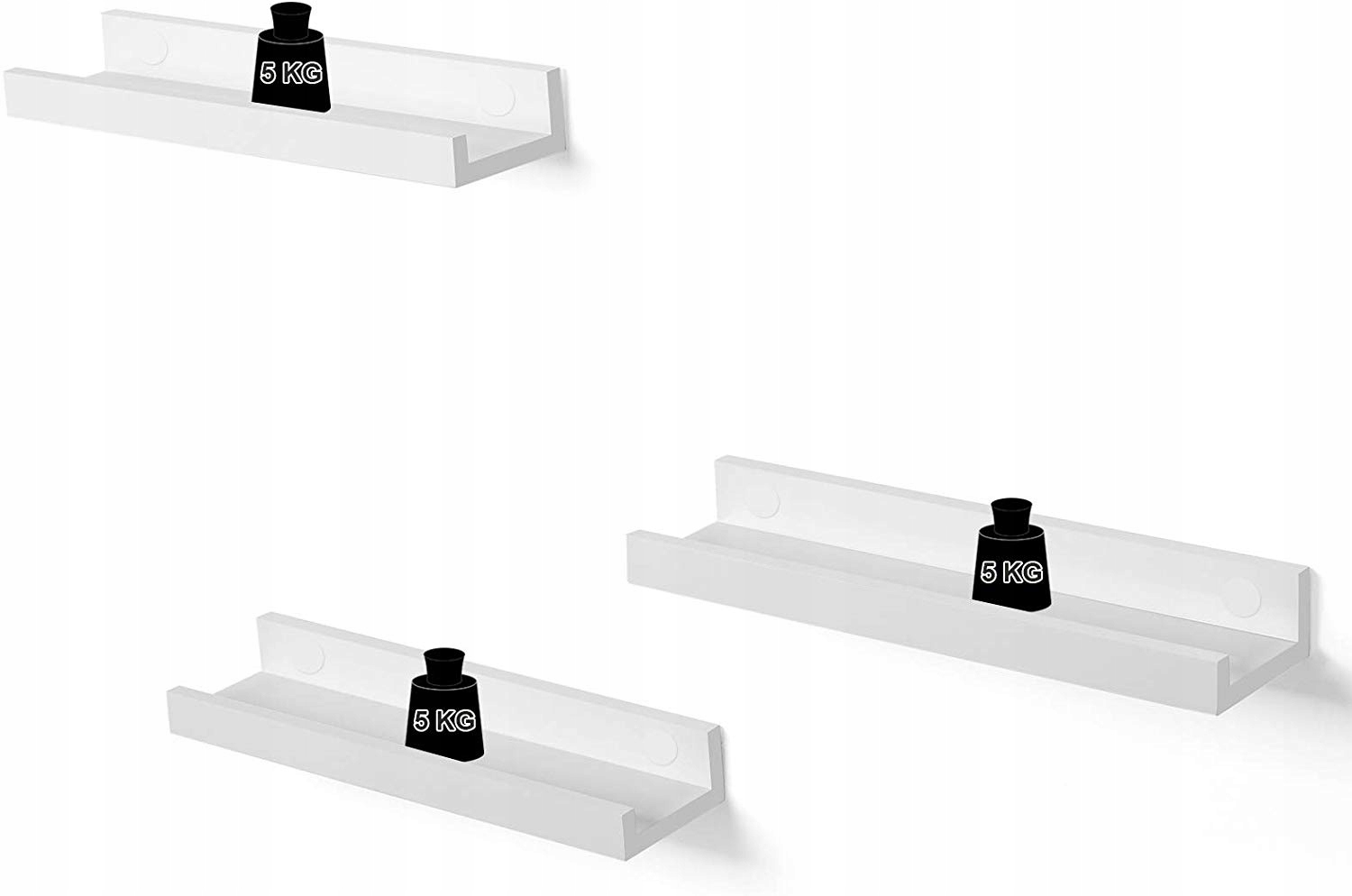 ZESTAW 3x PÓŁKA WISZĄCA DO SALONU, NA KSIĄŻKI MDF