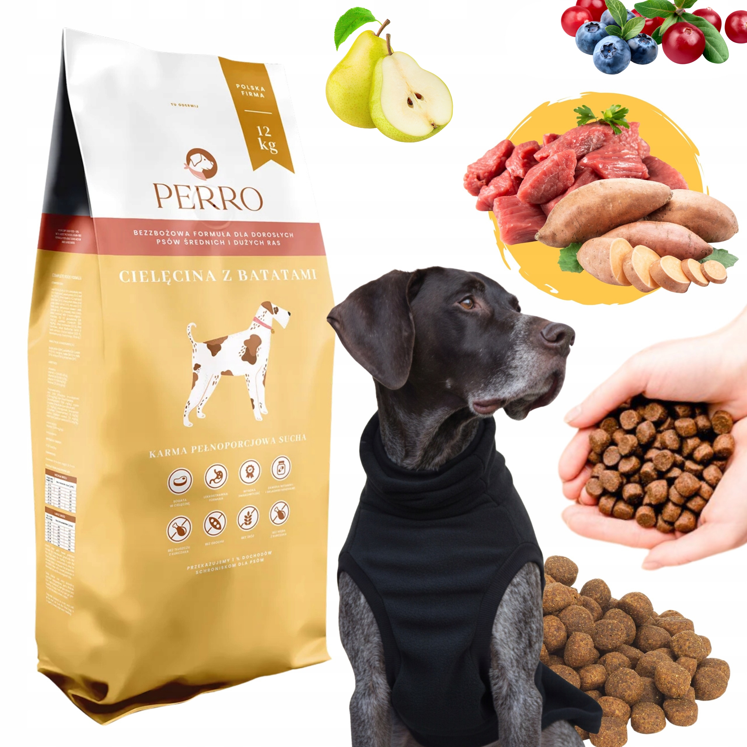 Levně Perro Krmivo bezobilné telecí s batáty Střední velká plemena 12 kg pro psa