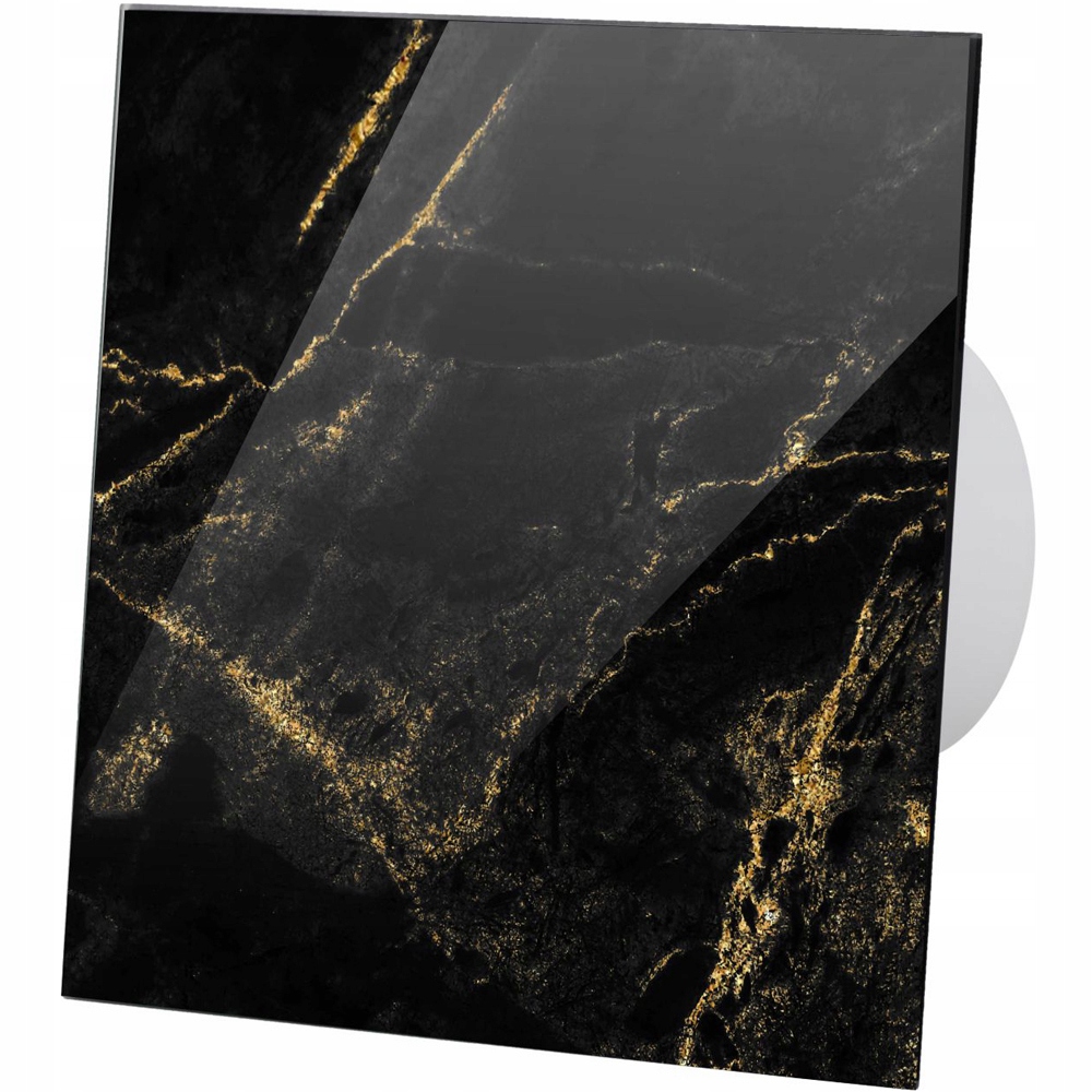 Sklenený Ventilátor Mramor Čierno-zlatý Časovač Fi125