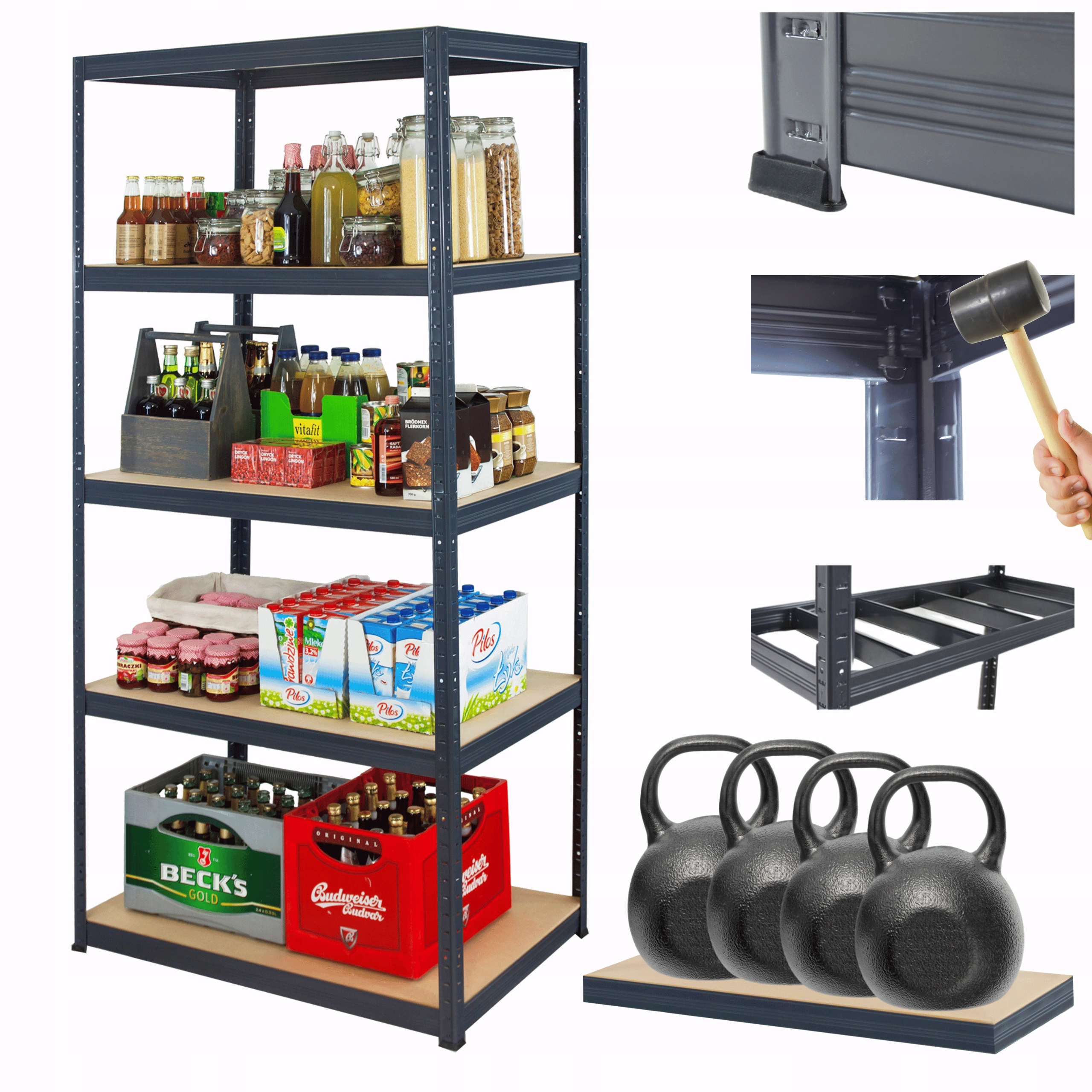 Kovový skladový regál Premium Helios 196x120x35 cm 5Px400 kg Poľský