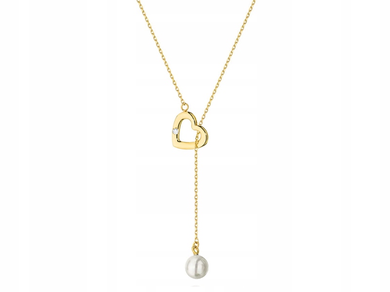 Zlatý náhrdelník 585 srdíčko s brilianty 1,5 g, módní vzor jako dárek 14k