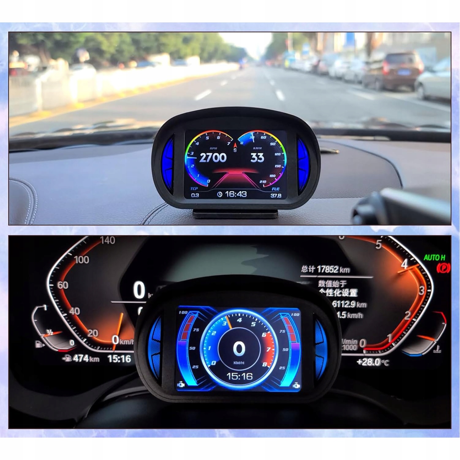 SAMOCHÓD HUD OBD GPS HEAD-UP WYŚWIETLACZ PRĘDKOŚCIOMIERZ 12 INTERFEJSÓW Marka Bedee