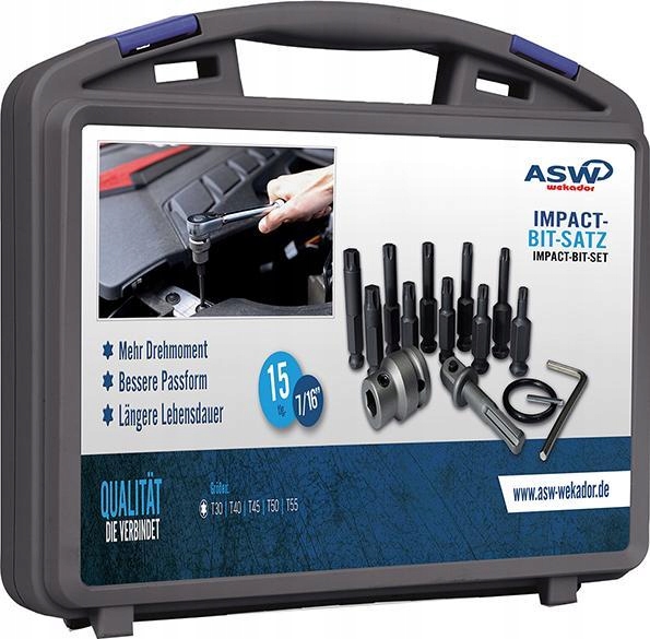 Sada úderových bitov 7/16" 18-dielna Torx Asw