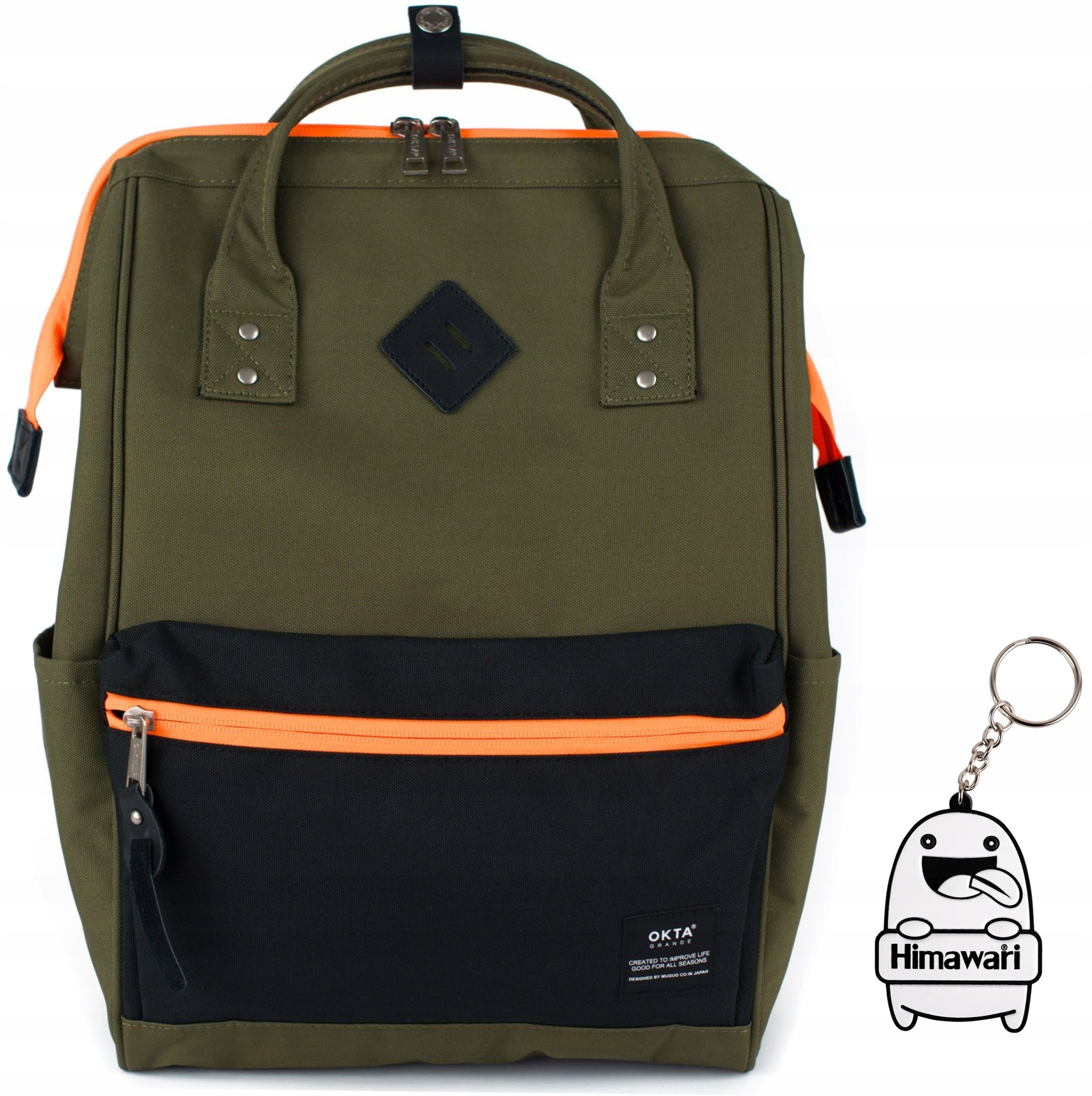 Batoh Himawari Okta Neon M pro pánský notebook, prostorný, pánský, khaki