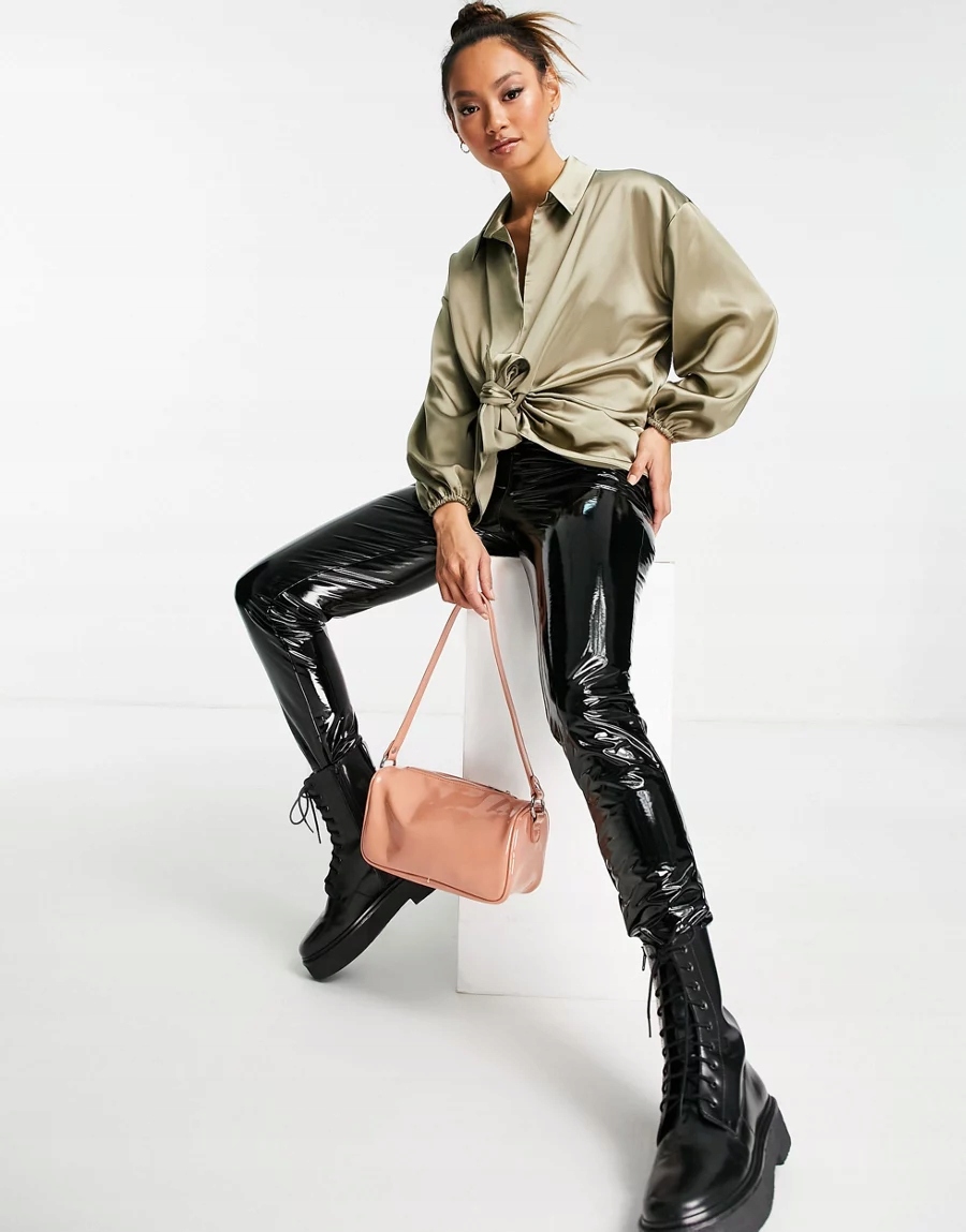 KOSZULA DAMSKA ZIELONA SATYNOWA WIĄZANA 32 1BXP Marka inna