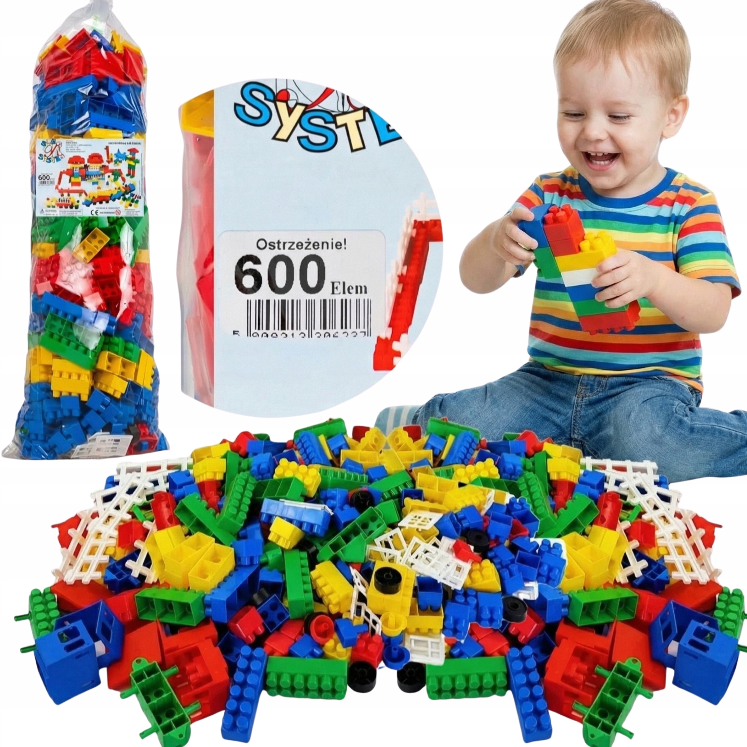 Klocki Konstrukcyjne Plastikowe 3D Duże 600 elementów Zestaw Kreatywne