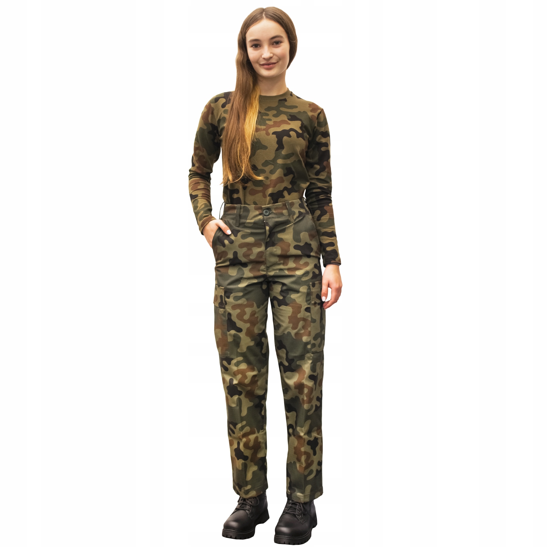 SPODNIE BOJÓWKI DZIECIĘCE BDU MORO WOODLAND 146 Kolor wielokolorowy