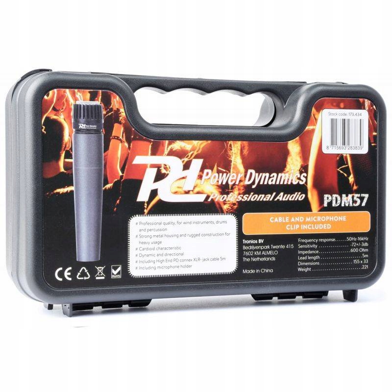 Profesjonalny MIKROFON dynamiczny PDM57 Marka Power Dynamics