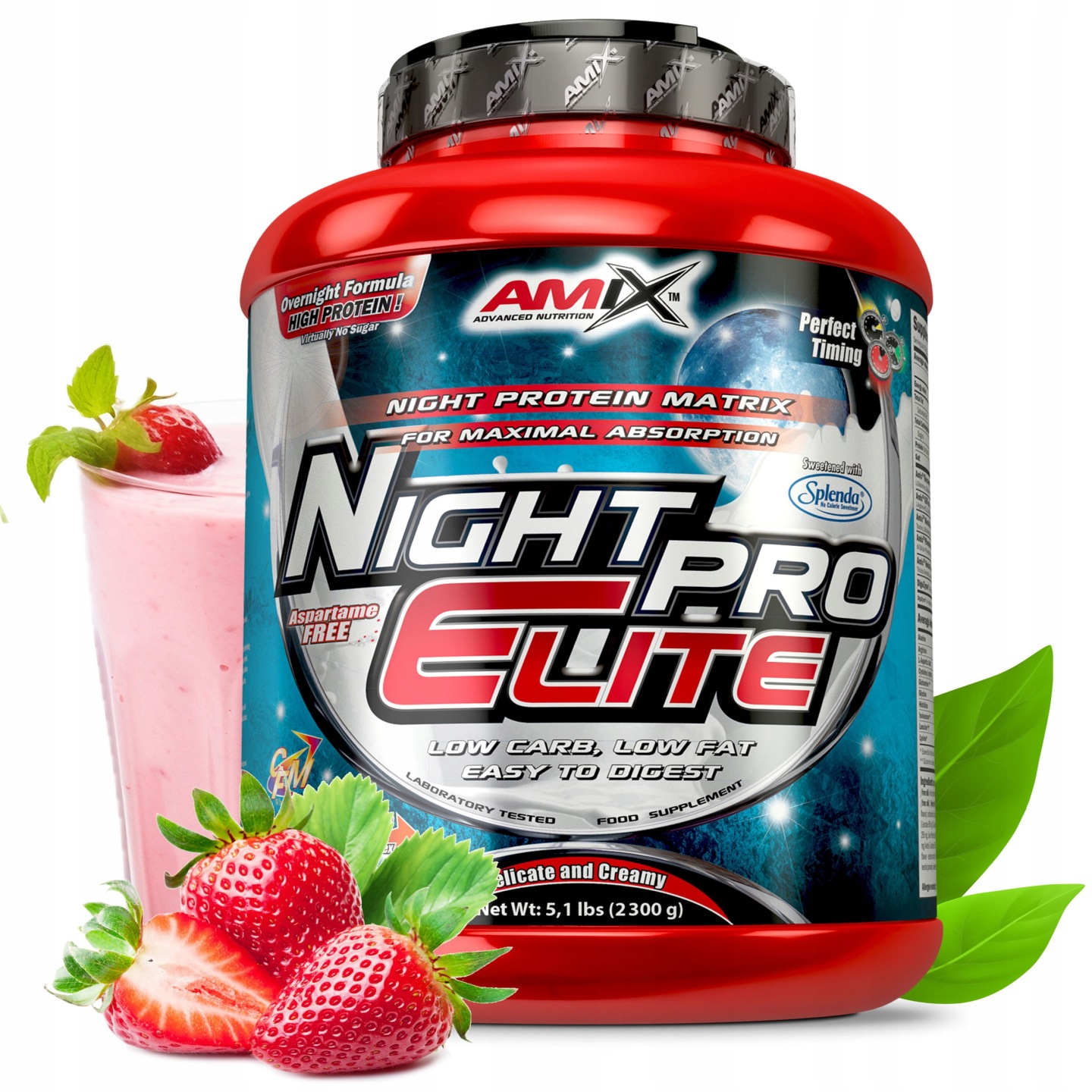 Micelární kasein protein na noc 2300 g Jahoda 6 zdrojů