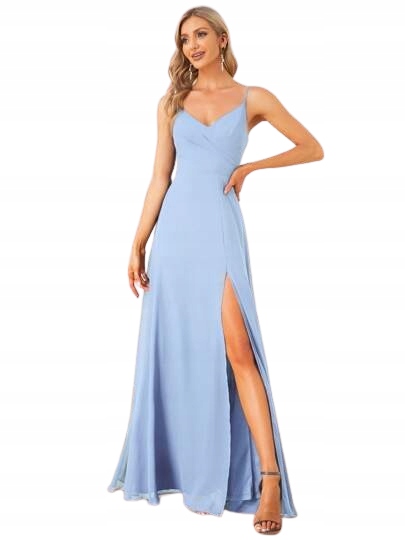 Shein Modré Šaty S Rozparkem Na Ramínkách 36 1 Kc