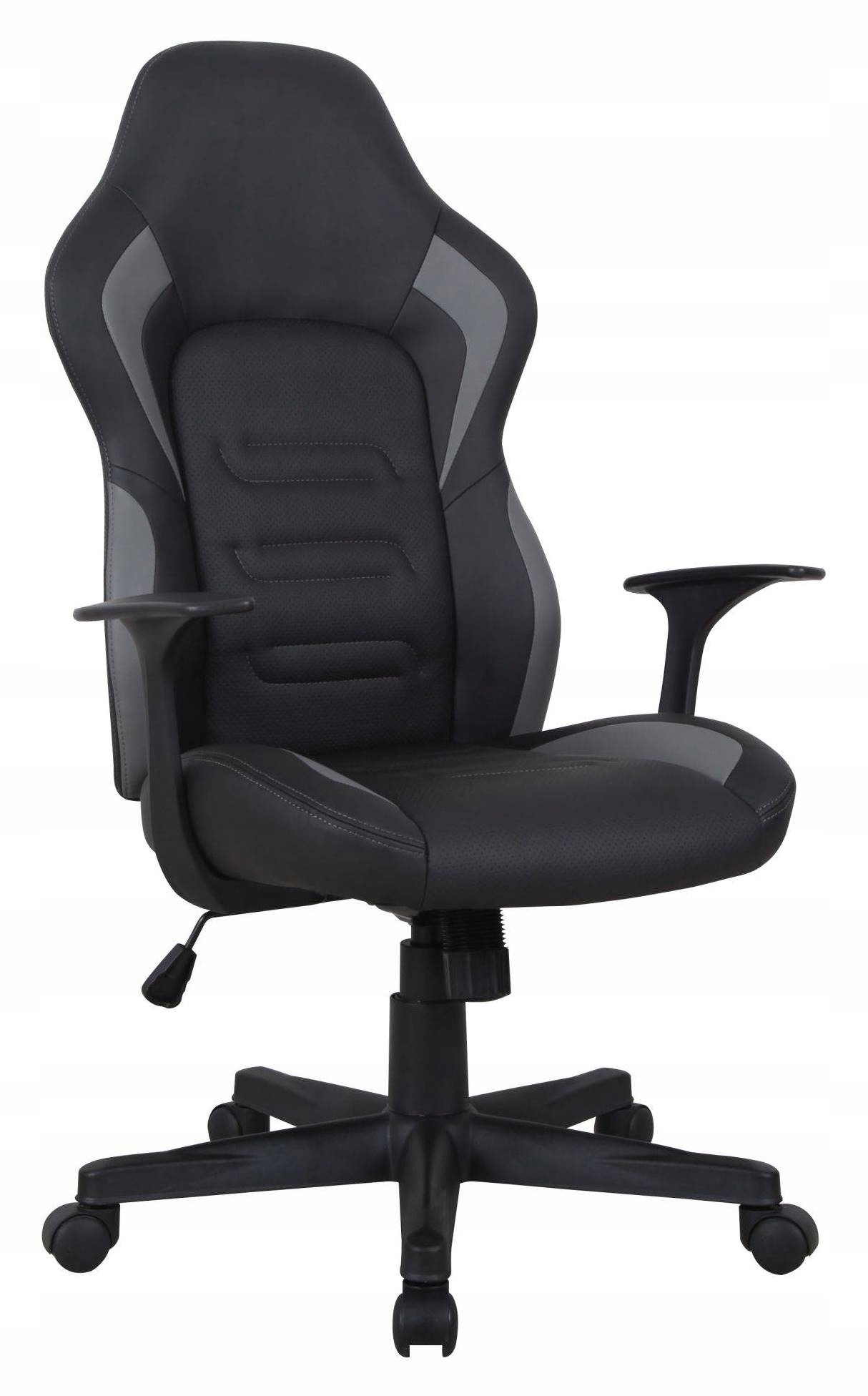 Krzesło Biurowe Krusher Ekoskóra Czarno-Szare Fotel Obrotowy do Biurka