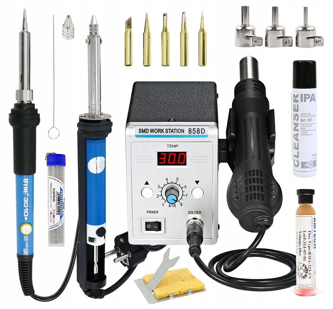 

Zestaw Spawarka Hot Air 858D Akcesoria XXL