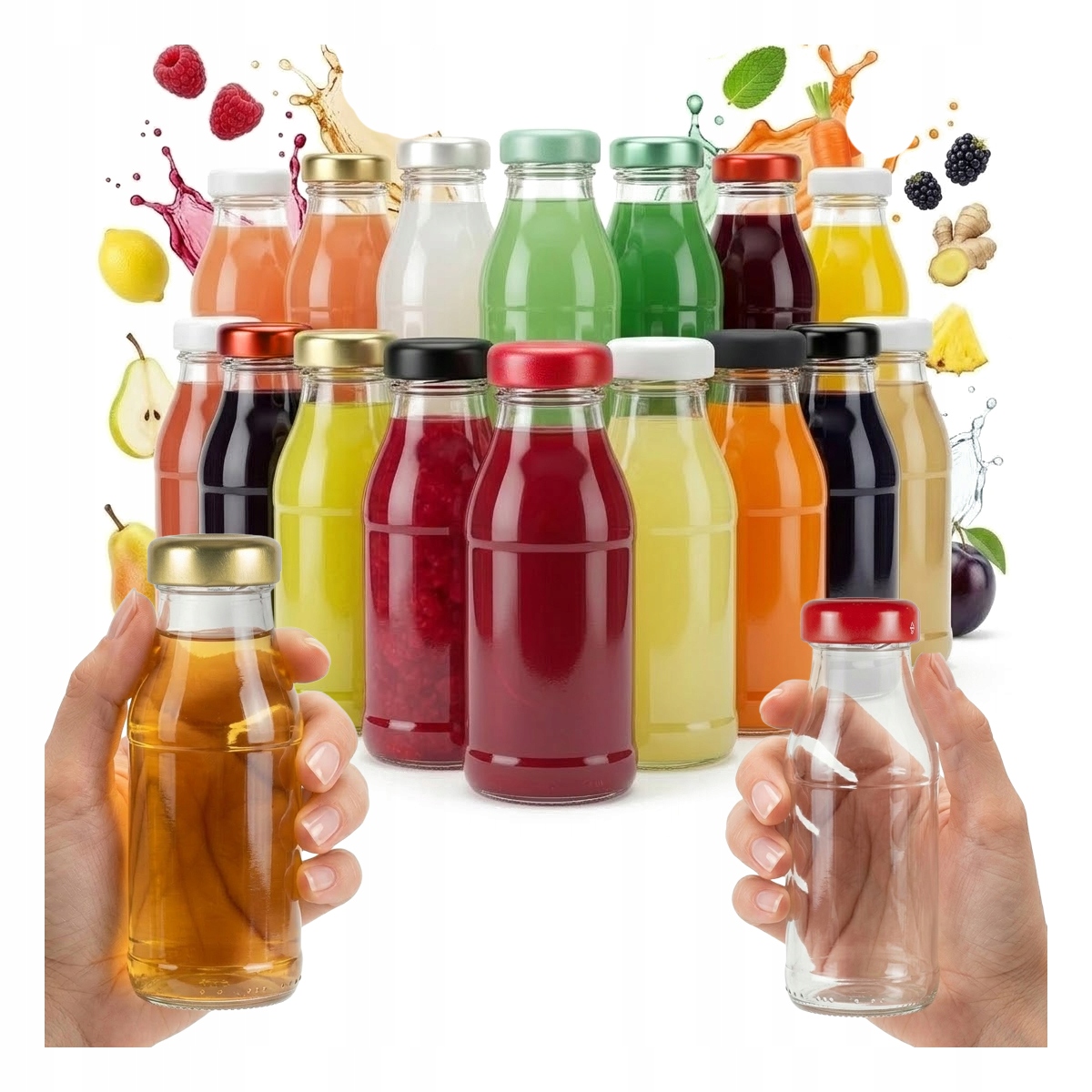 100x Skleněné lahve na džus Juice 125 ml Sklenice na med na džus