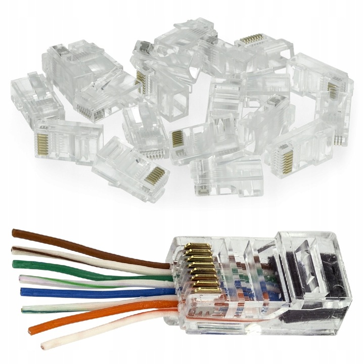 10× Wtyk RJ45 sieciowy przelotowy modularny UTP kat5e 100 szt.