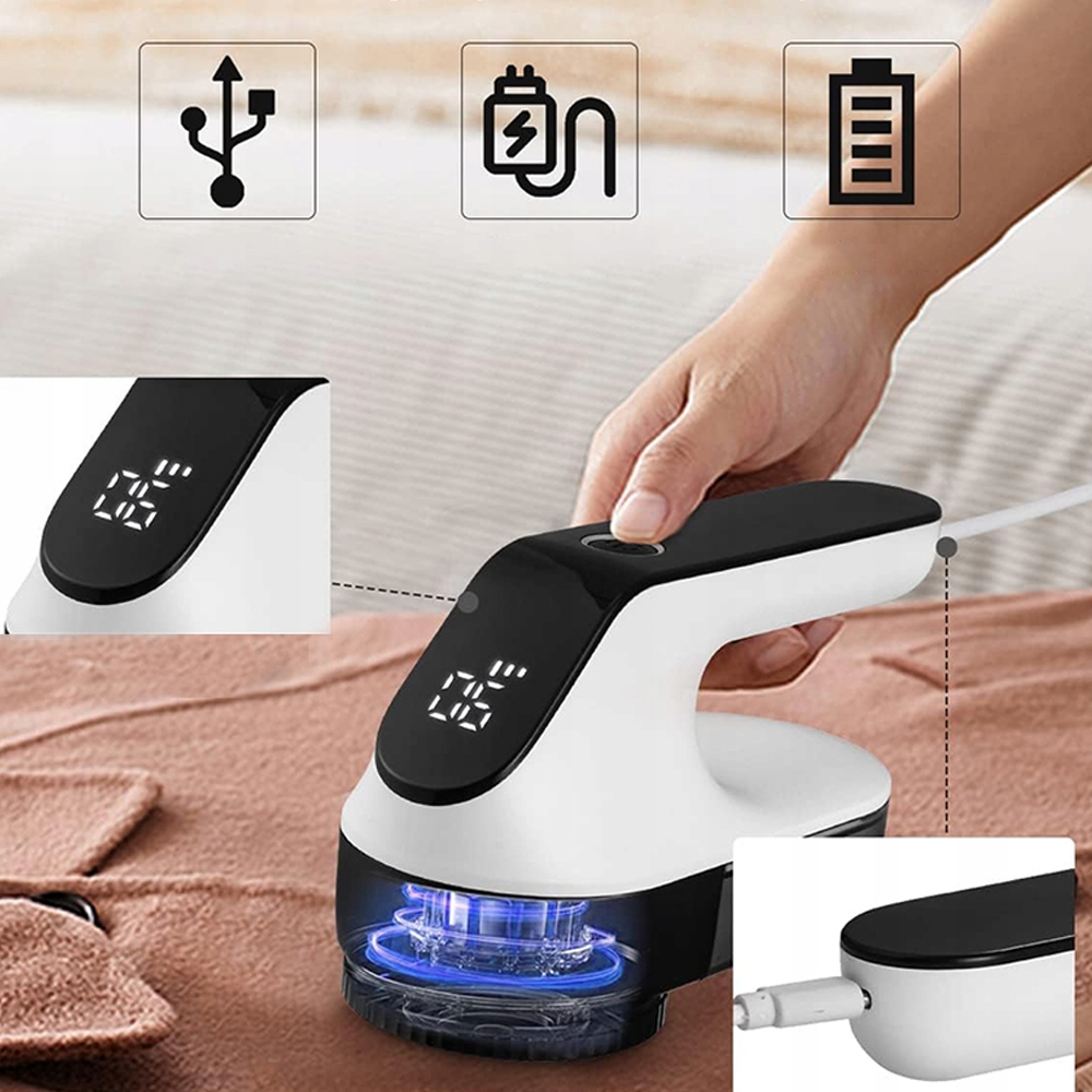 MINI GOLARKA MASZYNKA DO UBRAŃ SWETRÓW TAPICERKI + 6 OSTRZY 2000mAh USB-C Model GOLARKA