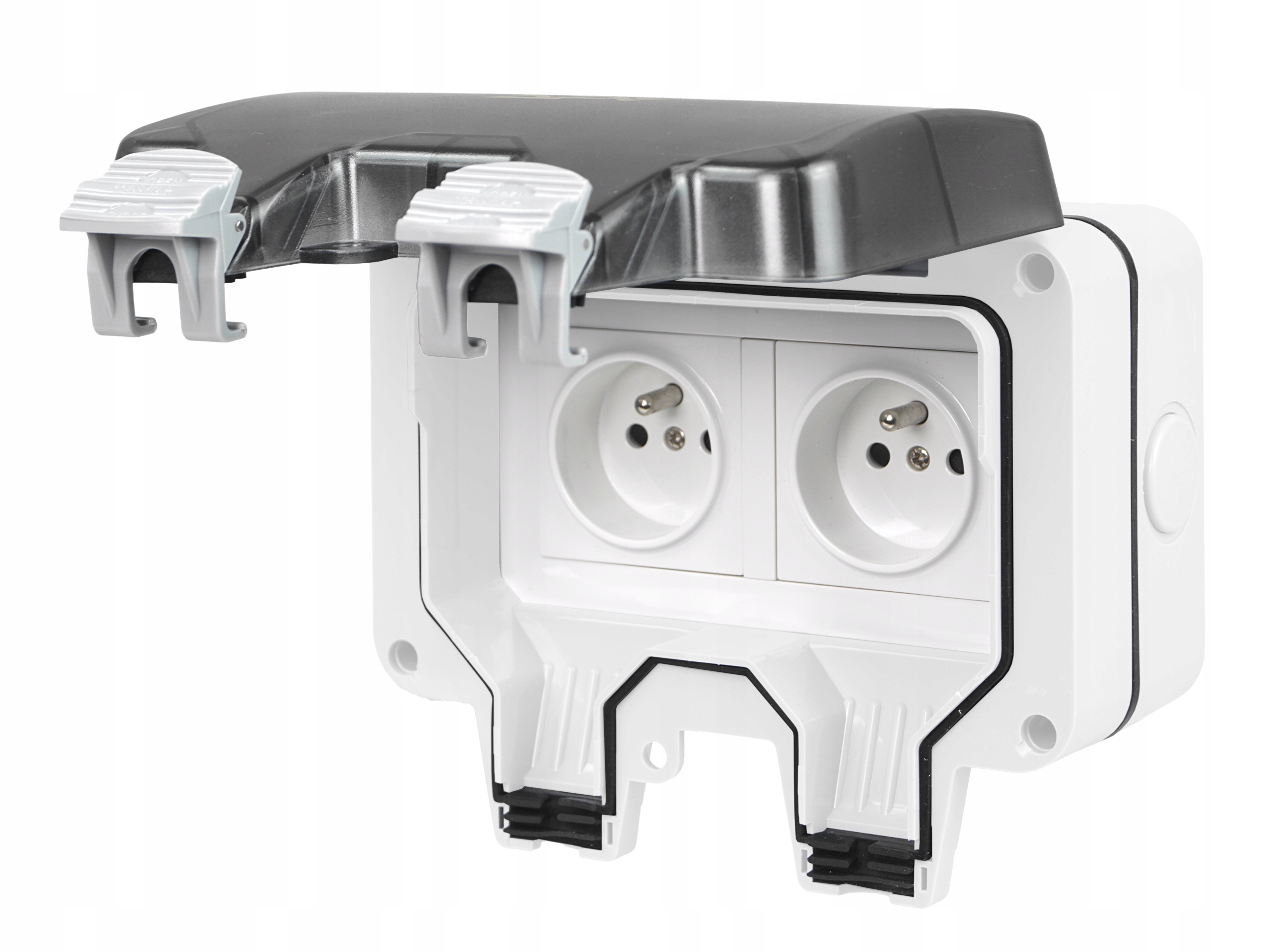 PODWÓJNE GNIAZDO ZEWNĘTRZNE ELEKTRYCZNE OGRODOWE WODOSZCZELNE 230V IP66 EAN (GTIN) 5900378990390