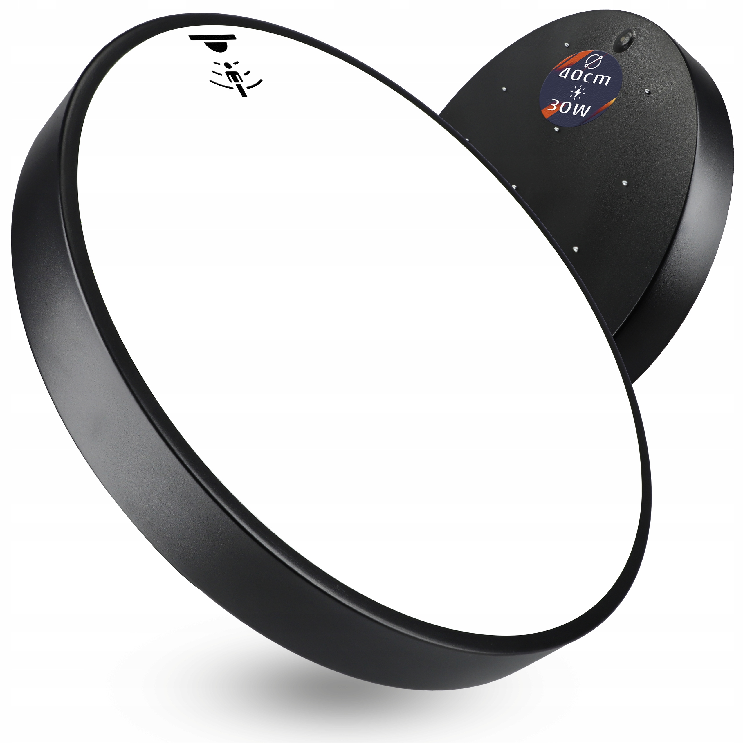 Lampa Led z czujnikiem ruchu zmierzchu Sufitowa Plafon Czarna 40cm 30W