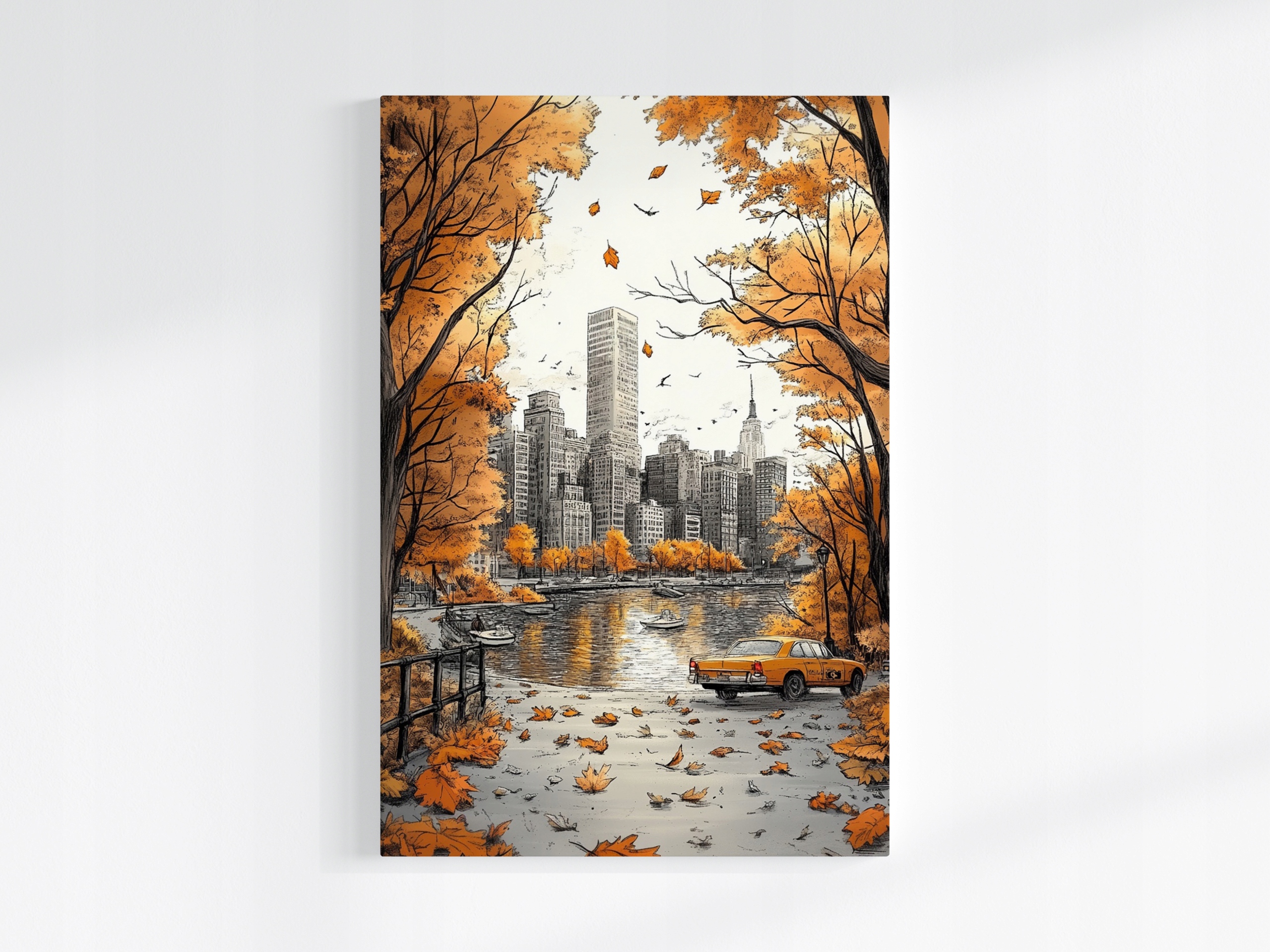 Obraz Na Plátně Canvas New York Manhattan Central Park Taxi Podzim 80x120