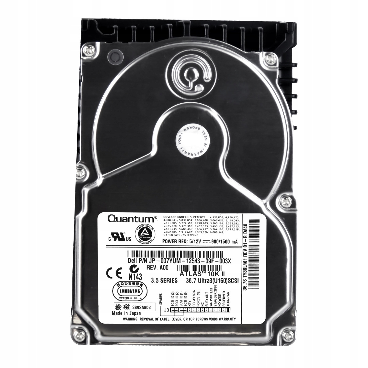 Dell 007YUM 36,7 Gb 10K 8MB Scsi U160 3,5'' TY36L461