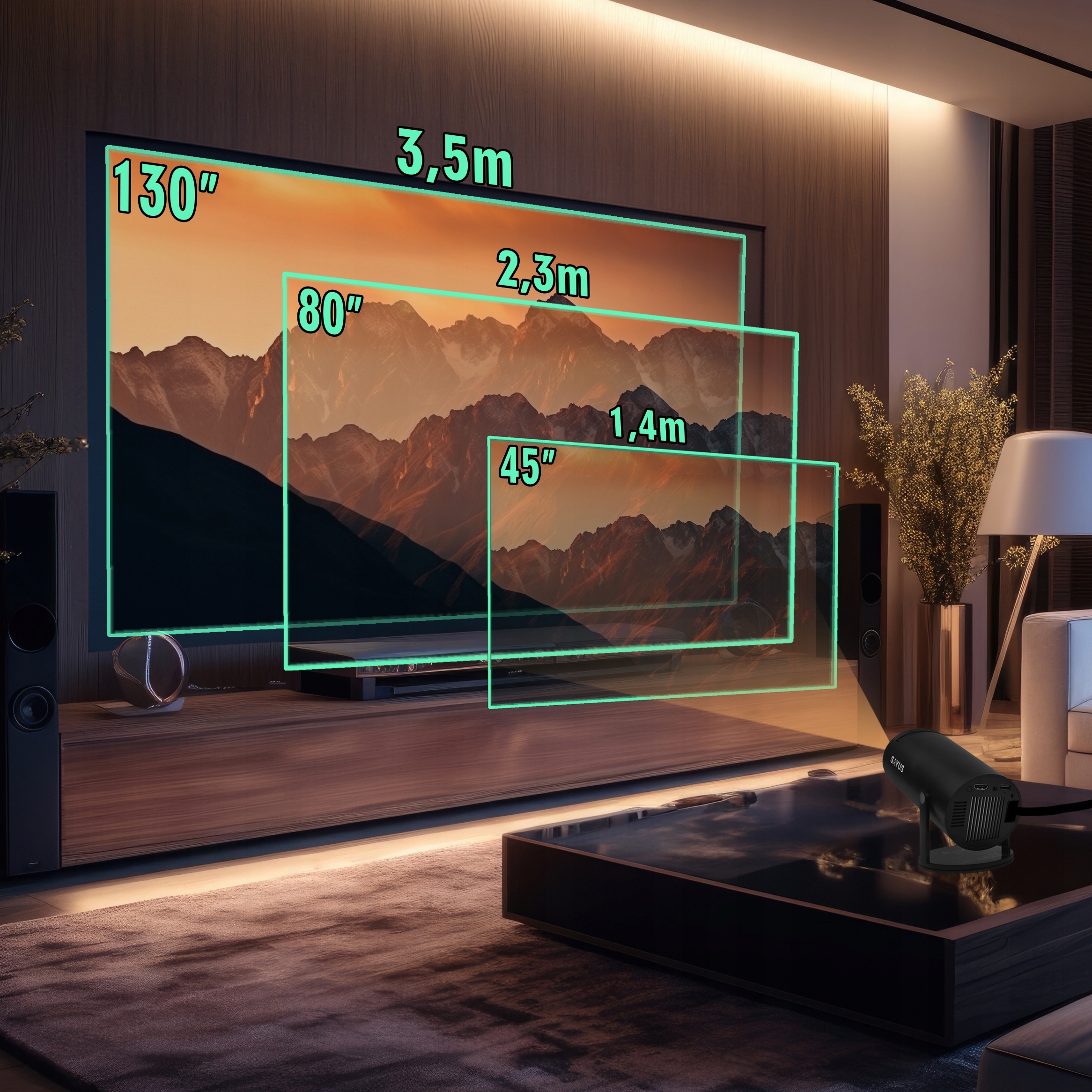 PROJEKTOR RZUTNIK ANDROID TV ETUI PRZENOŚNY SMART WiFi FULLHD MULTIMEDIALNY Marka SAYUS