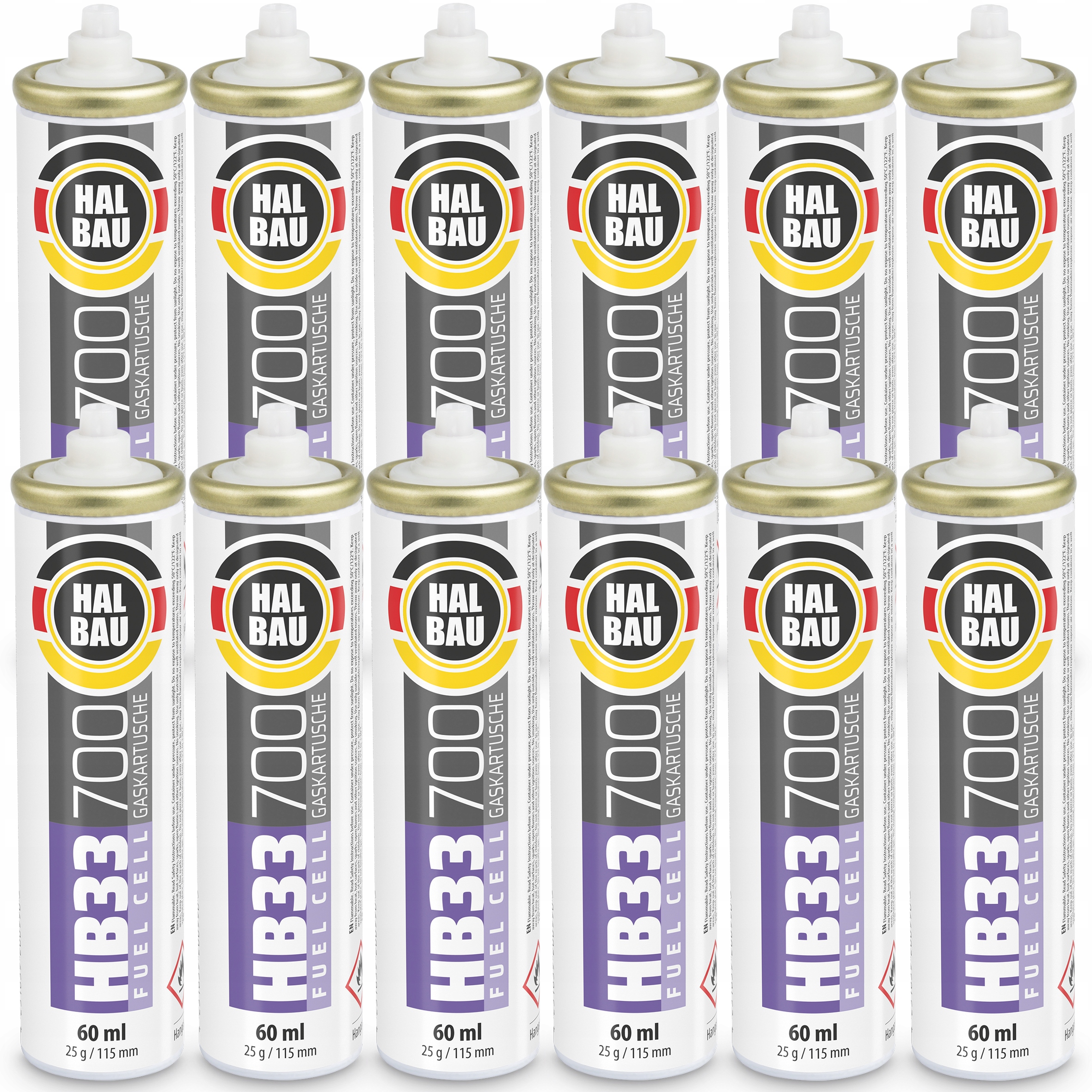 Plynové náplně do sazečů 12 Ks 115 mm 56 ml 28 g Halbau HB33