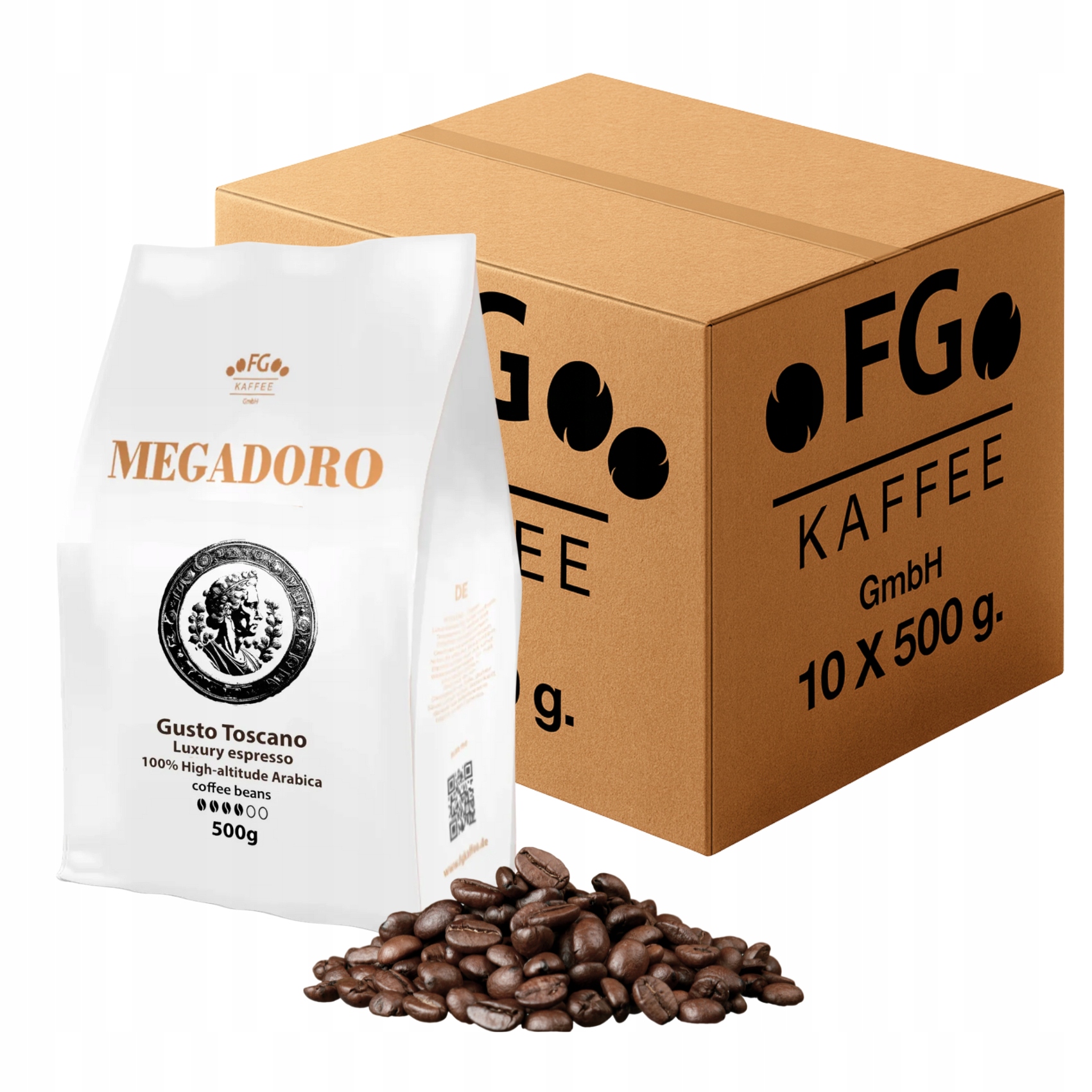 Levně Káva 5 kg Megadoro Gusto Toscano Arabica Čerstvě Vypálená