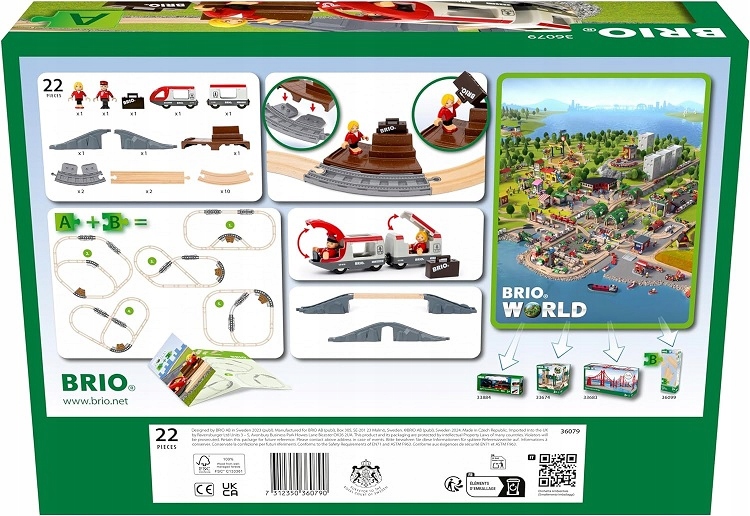 BRIO 36079 ZESTAW STARTOWY A KOLEJKA POCIĄG Materiał drewno plastik