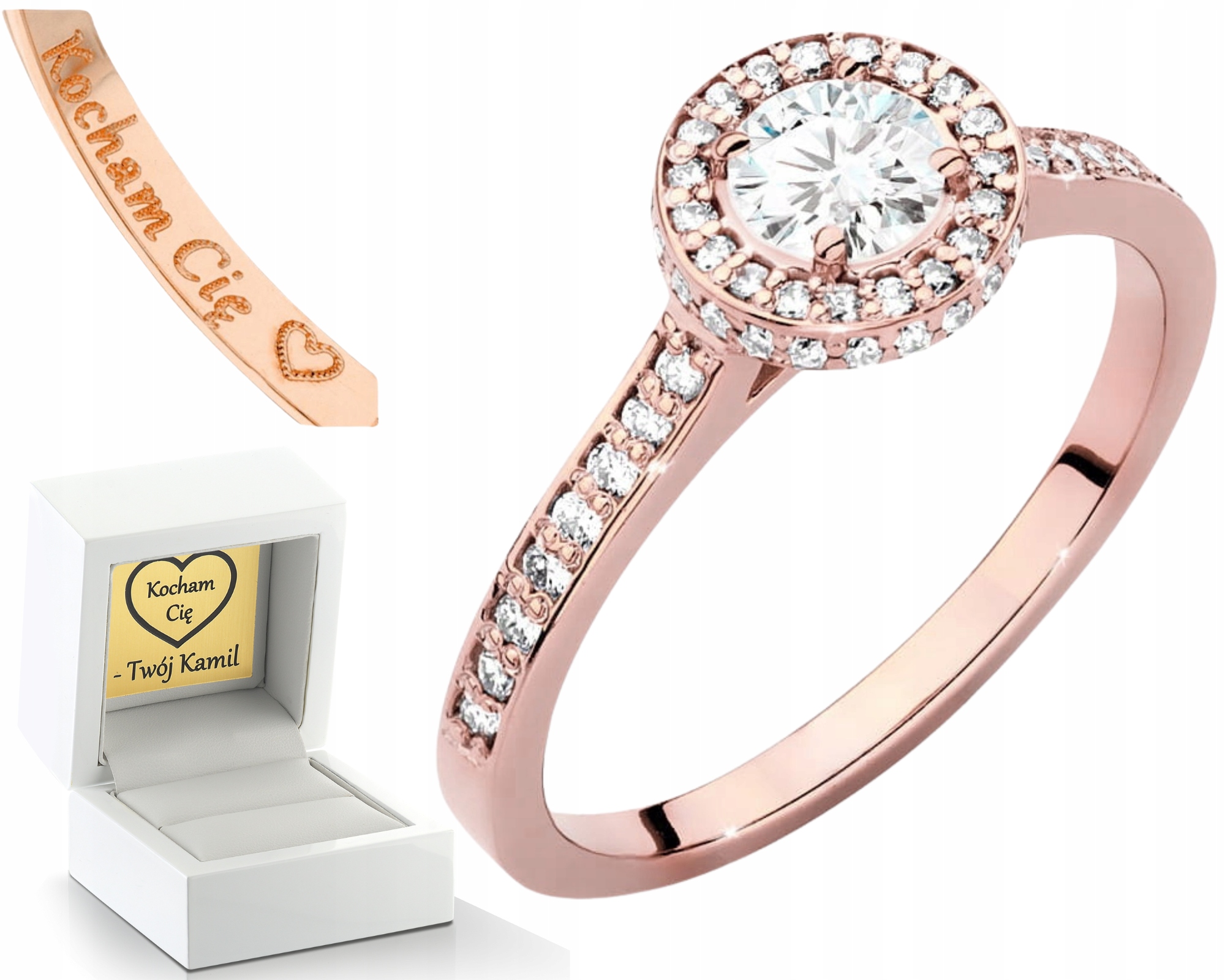 Růžové Zlato Prstýnek Diamanty Lab Jako Dárek Drť 585 14K