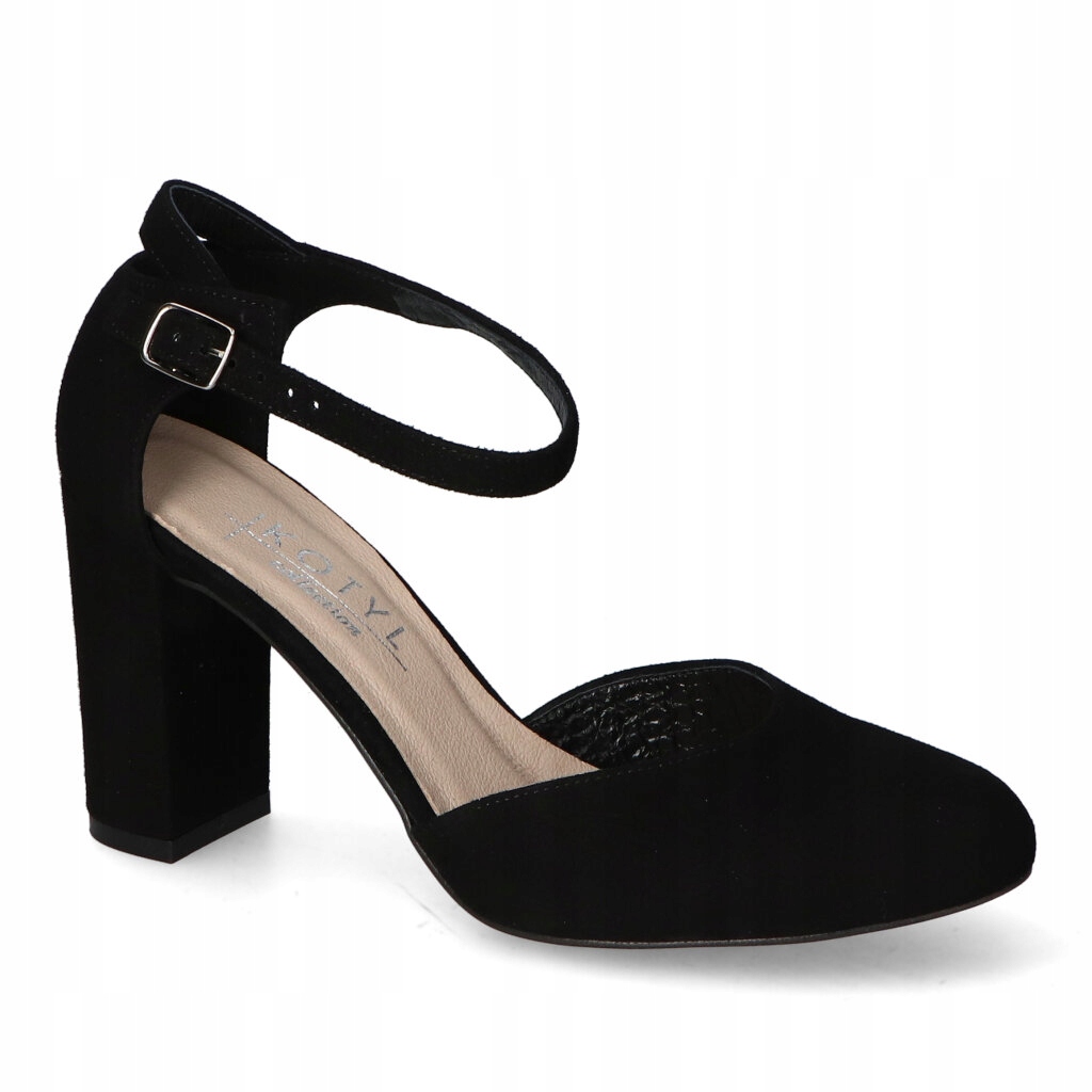 Dámské semišové lodičky na sloupku Kotyl černé 40