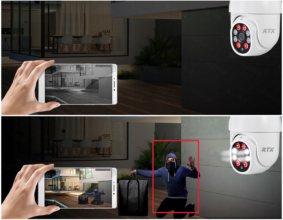 Kamera obrotowa IP RTX Zewnętrzna 5MPx Tuya 2-way Audio Zapis SD do 256GB Waga produktu z opakowaniem jednostkowym 0.5 kg