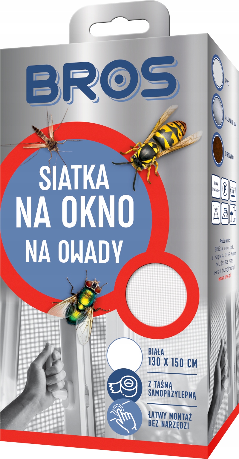 

Bros Siatka na okno 130x150 Biała przeciw owadom
