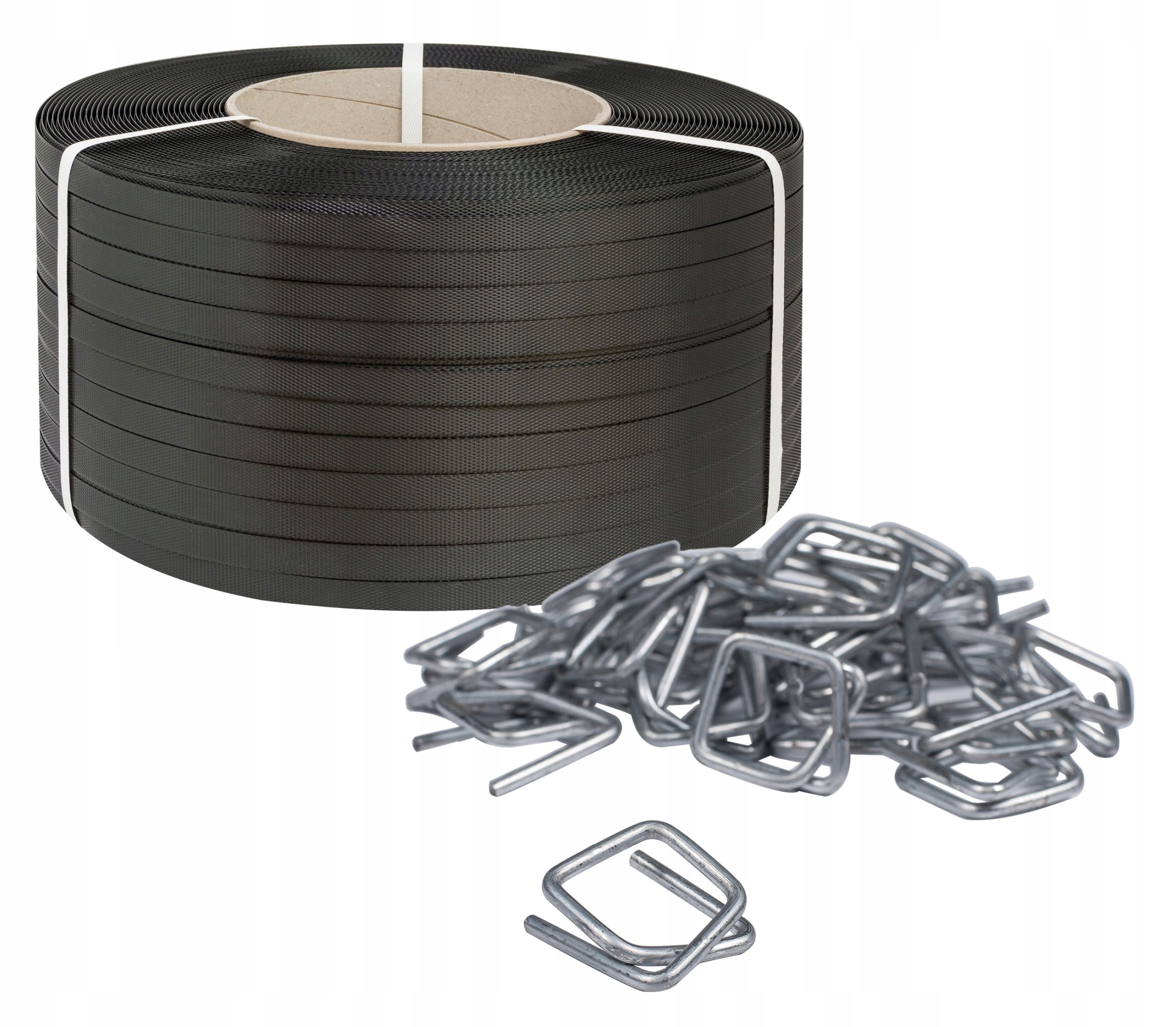 16mm ZESTAW DO PALET CZARNA TAŚMA + ZAPINKI Szerokość taśmy 16 mm