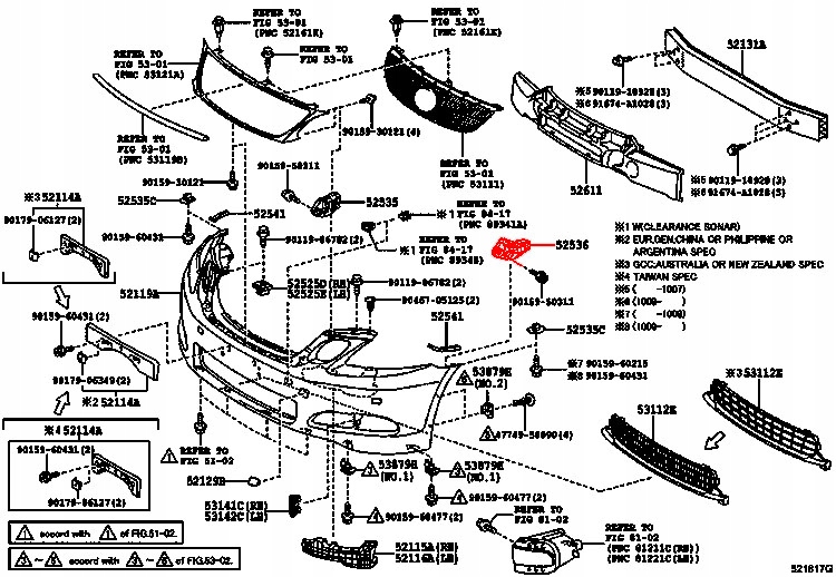 LEXUS GS 06 SLIZG UCHWYT MOCOWANIE ZDERZAKA PRZOD Installation side Front