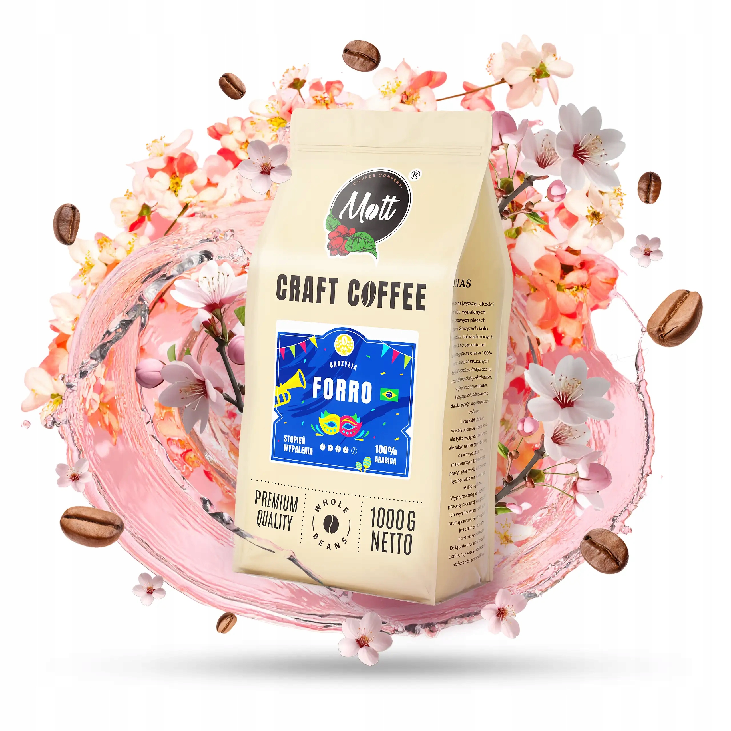 Levně Káva zrnková 1 kg Brazílie 100% Arabica Forro Mott Coffee do kávovaru