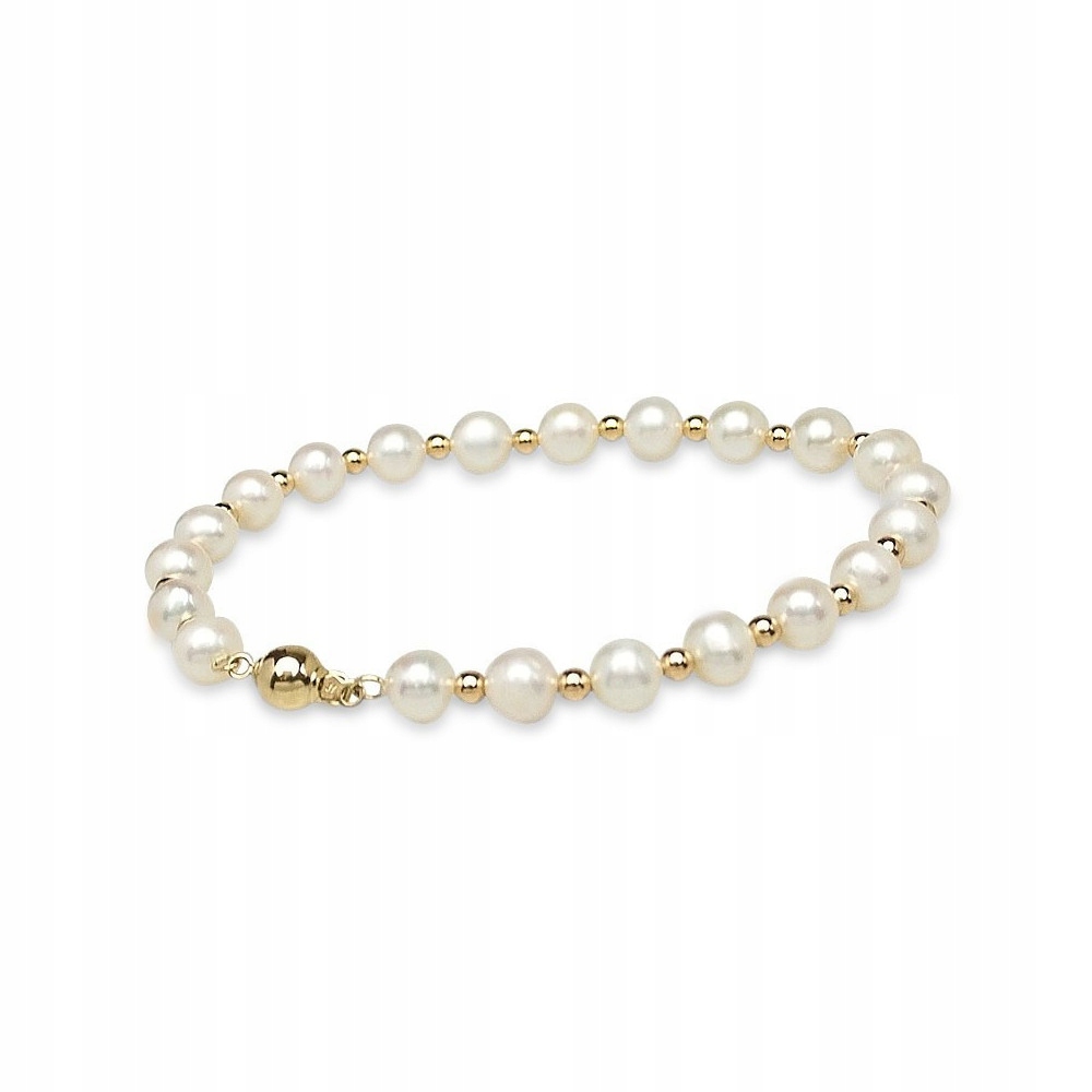 Ozdobný Zlatý Náramek Z Pravých Perel Au585