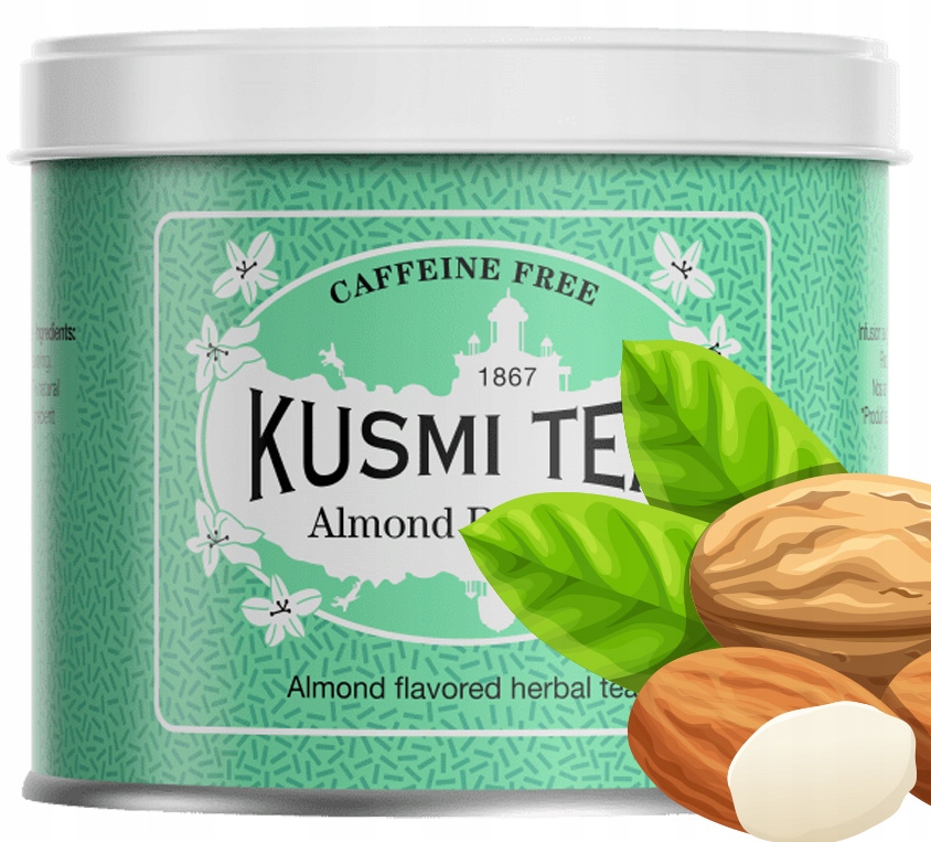 Levně Čaj Kusmi Rooibos Almond plechovka s mandlemi Mandlový bylinný čaj