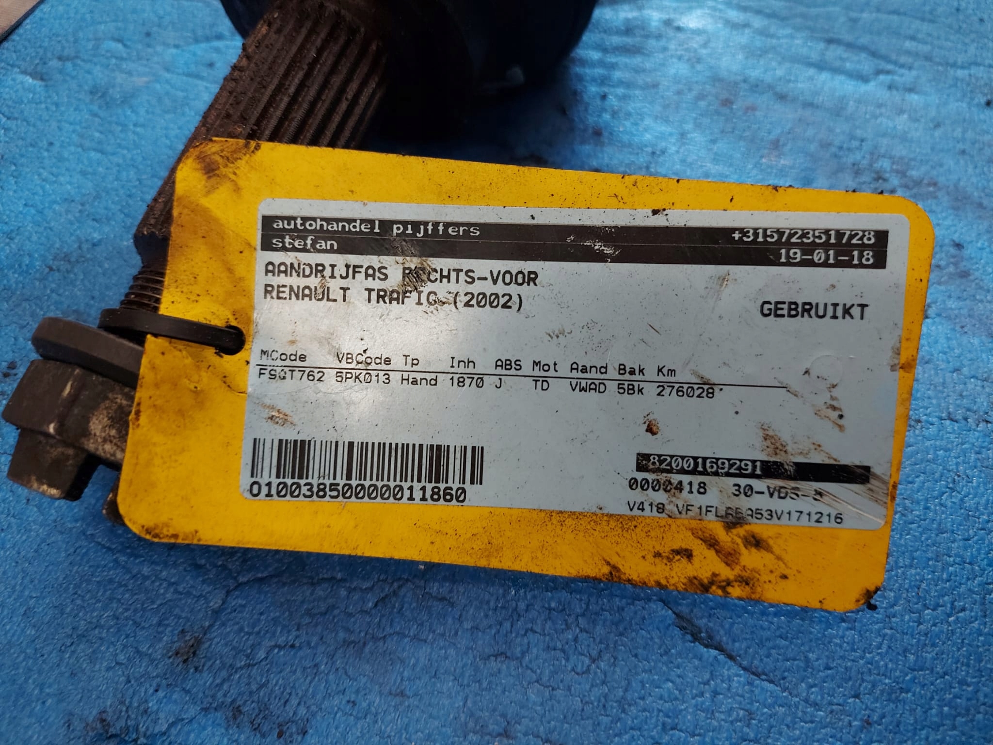 semi-axis TRAFIC 2002 R 1.9 DCI right 91168794