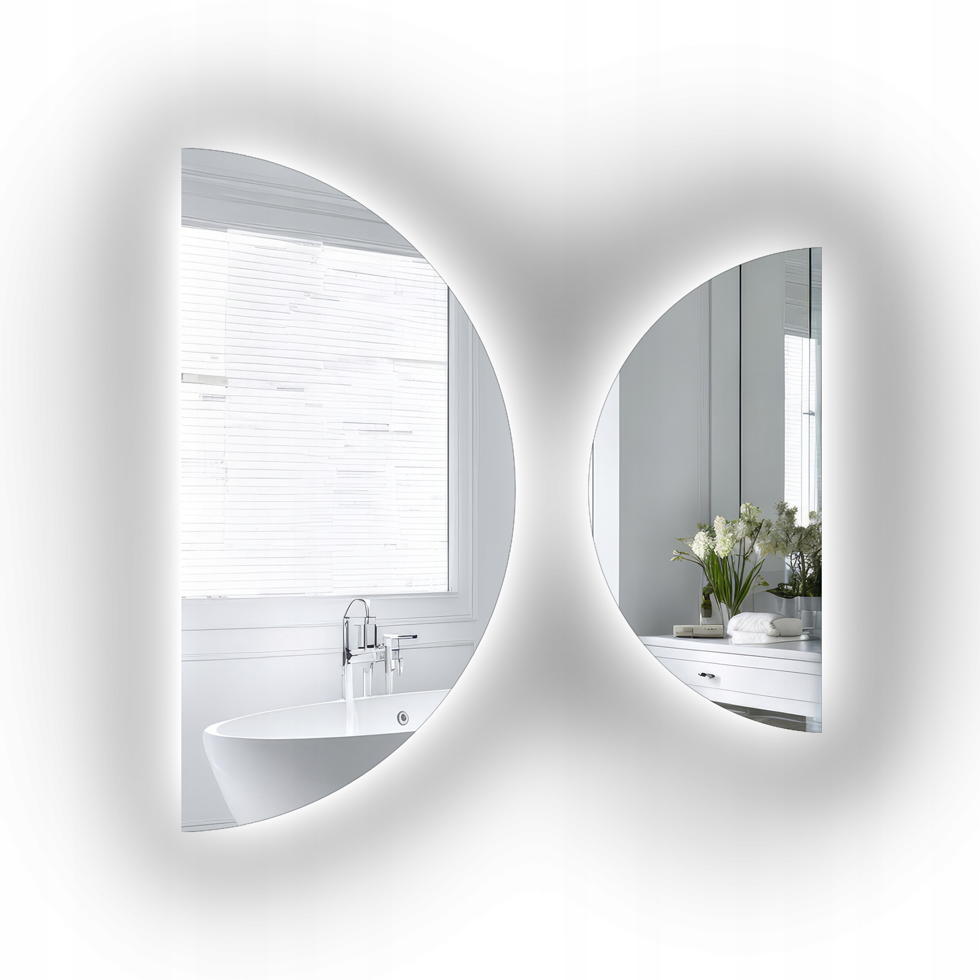 Sada dvou půlkruhových zrcadel Orbital Led 45X90 cm 60X120 cm