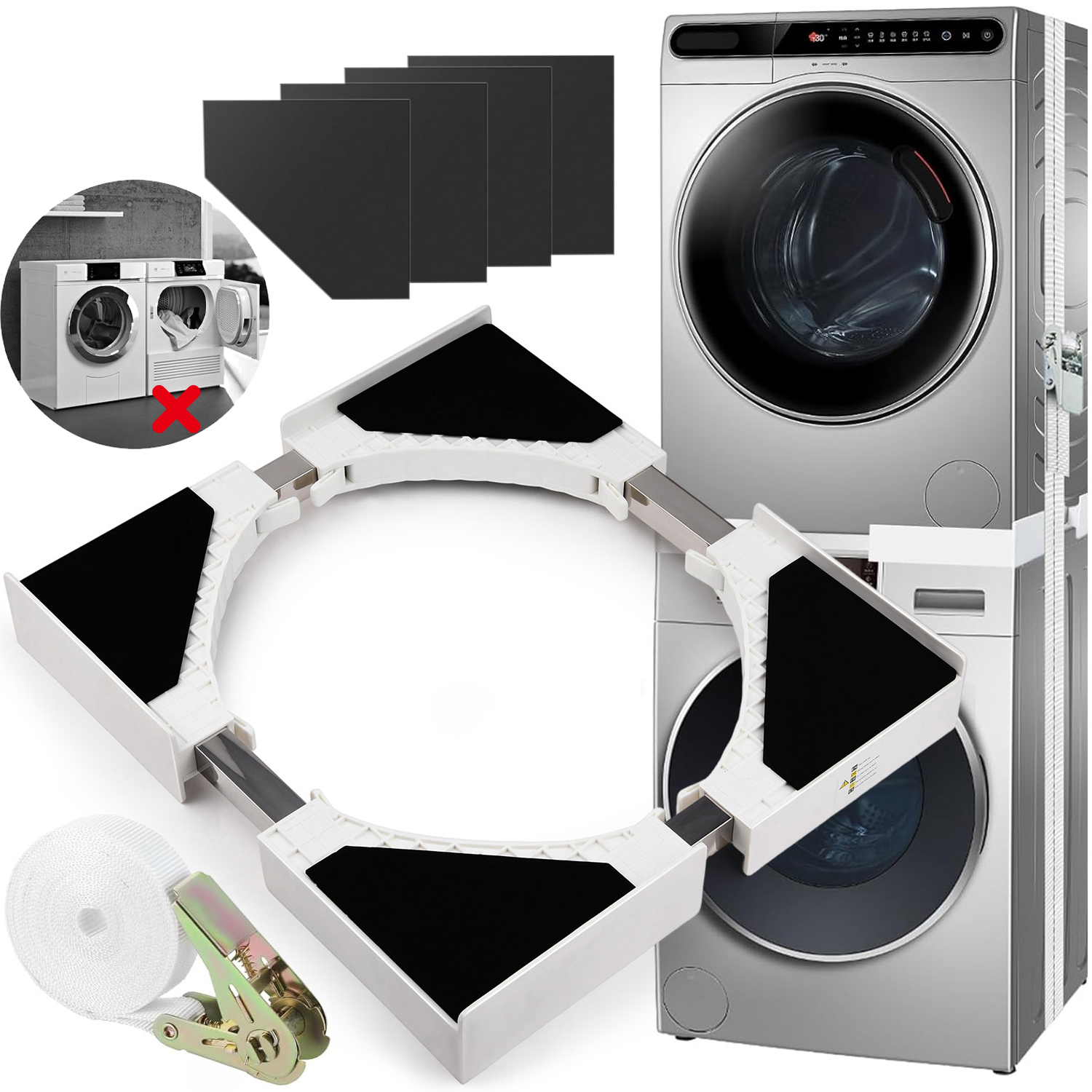 Łącznik Pralki Suszarki Uniwersalny Szerokość 46 66CM Antywibracyjna Pas