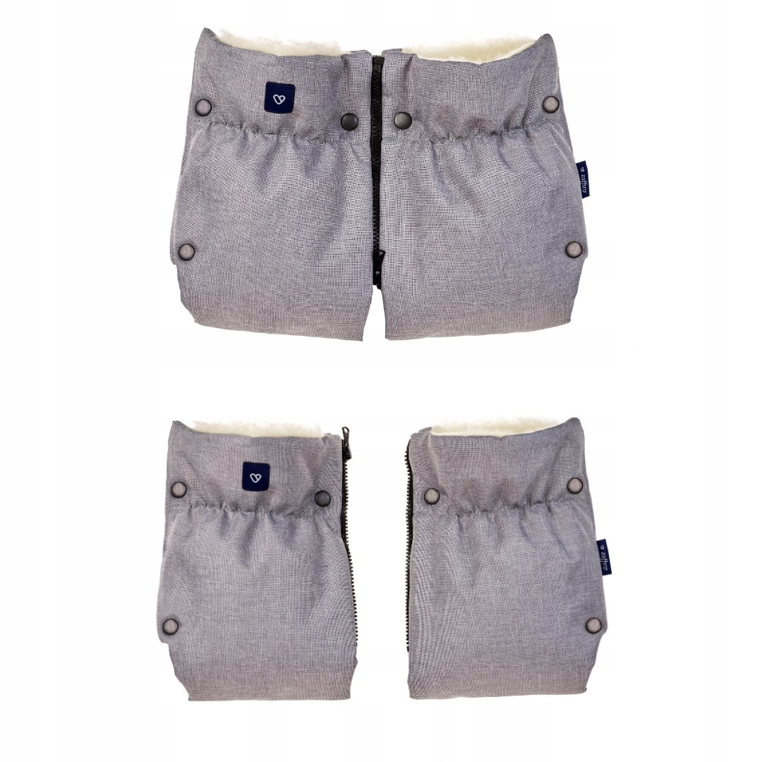 Zaffiro Mufki Do Wózka Dwuczęściowe Wełna Melanż Jasny Szary