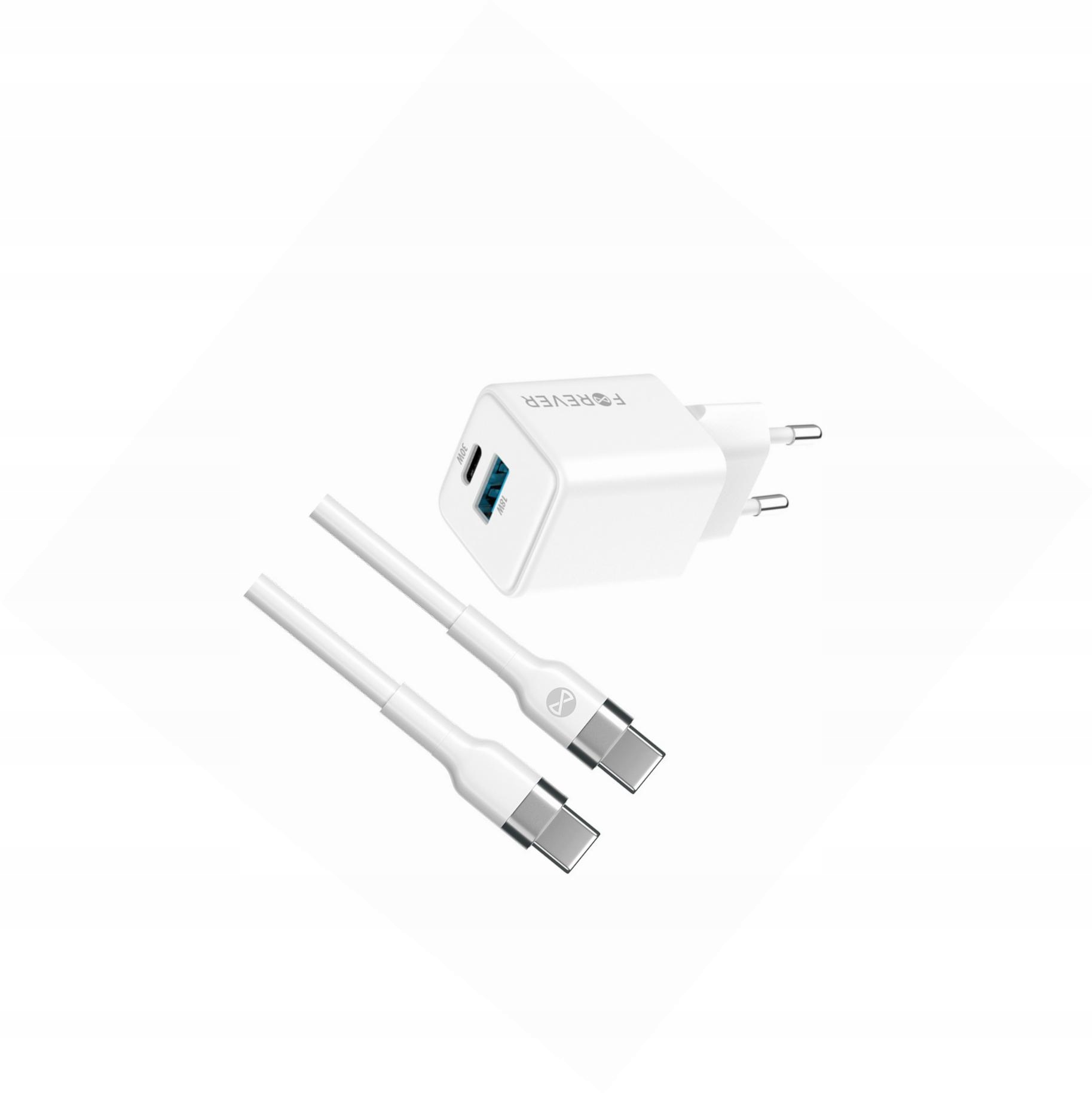 Szybka ładowarka GaN 30W 2 wejścia Usb i Usb-c z kablem do Samsung s21