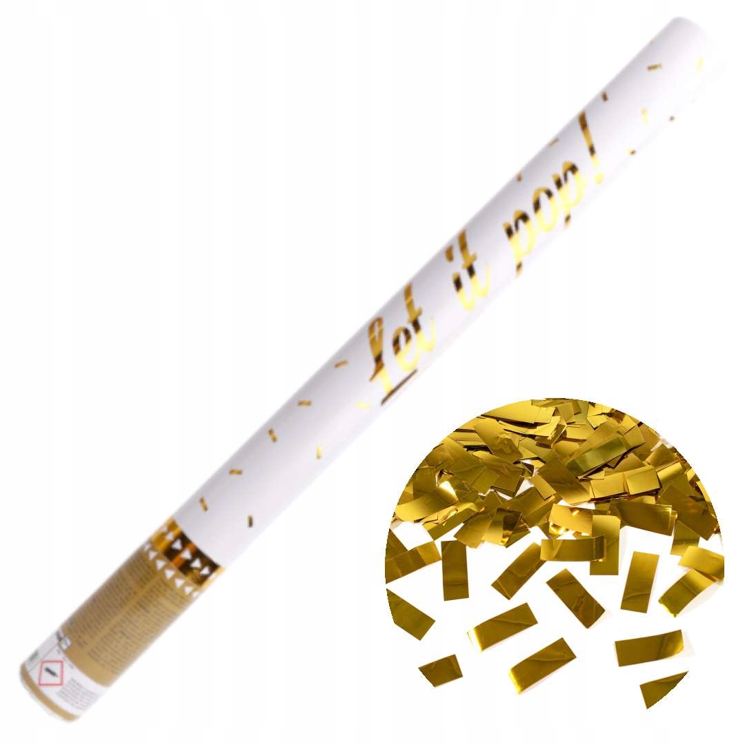 TUBA strzelająca KONFETTI paski metaliczne ZŁOTE