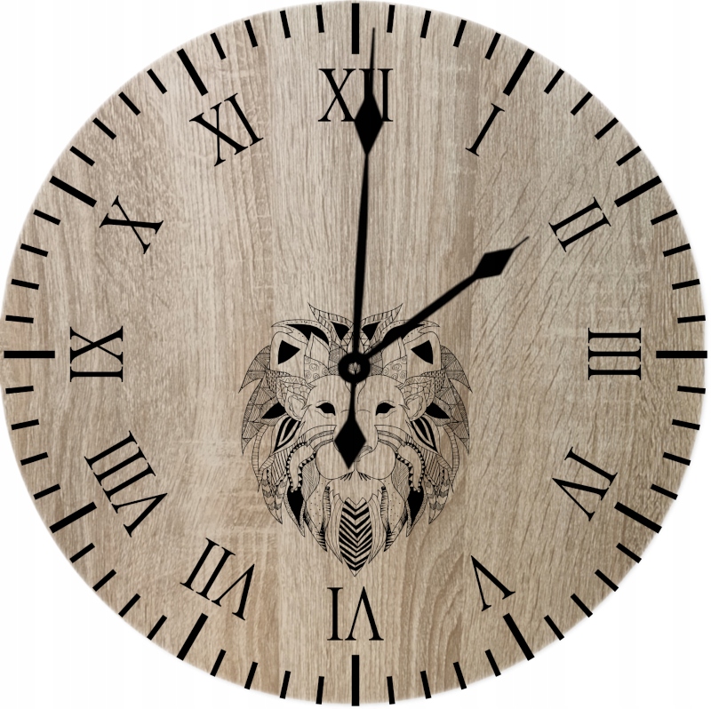 Nástěnné hodiny Dub Sonoma Art Line Lev Lion 45 cm