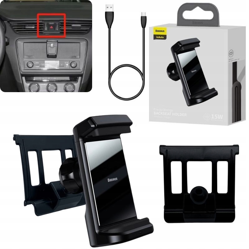 Adapter Do Uchwytu Na Telefon Skoda Octavia 2015-2022 Indukcyjny Baseus