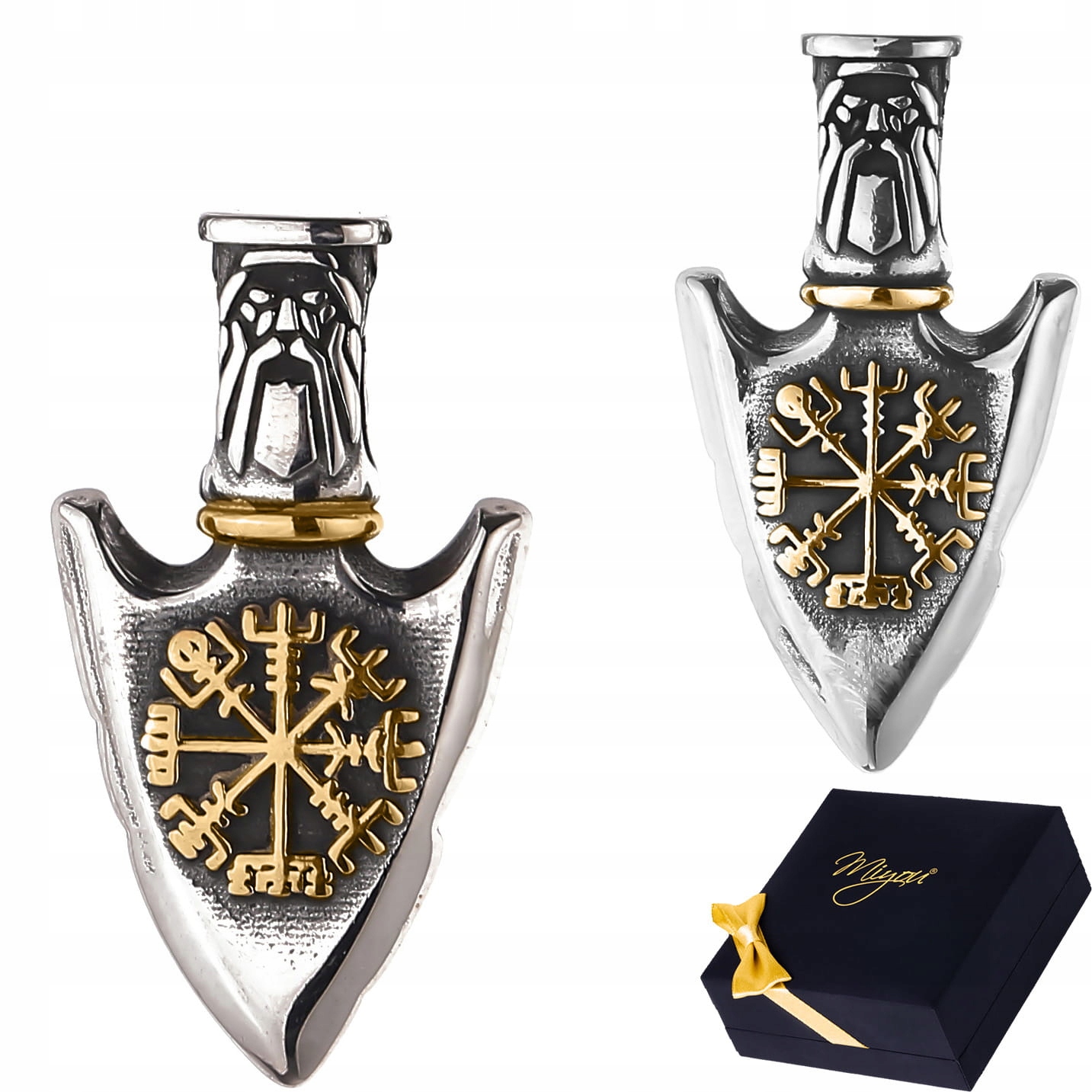 Wisiorek Męski Nordyckie Ostrze Symbol Vegvisir