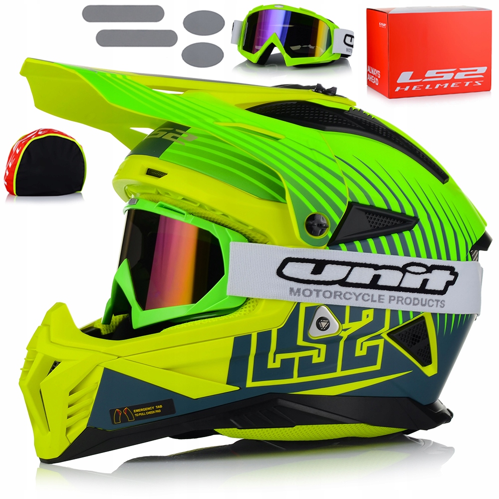Motocyklová Prilba LS2 MX708 Fast II Duck Fluo Lehká Enduro Cross Atv Okuliare