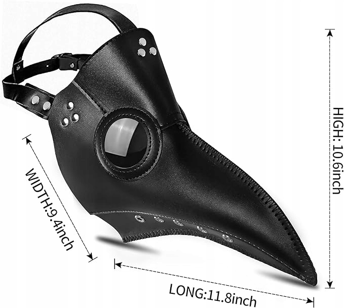 MASKA Z DZIOBEM MASKA DOKTORA PLAGI LEKARZA ŚREDNIOWIECZE REKWIZYT