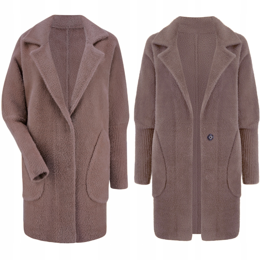 ALPAKA CIEPŁY PŁASZCZ NARZUTKA kurtka WEŁNA KOLORY