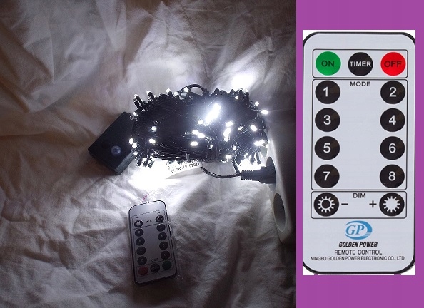 

Lampki choinkowe zimno b. 200 led+ Pilot+ łączenie