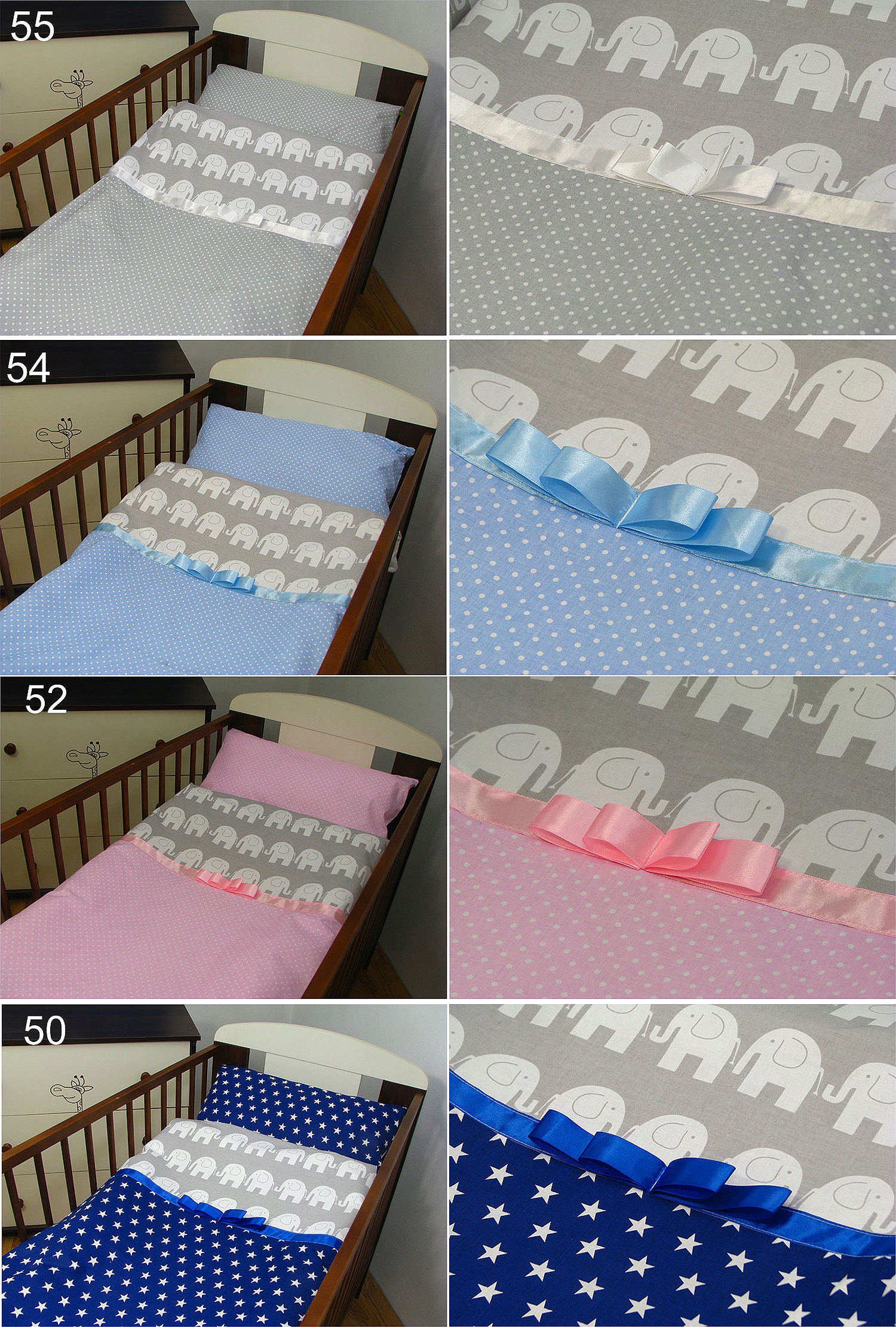 2 el. 90x120 Pościel z kokardką bawełna, poszewki Kolor dominujący wielokolorowy